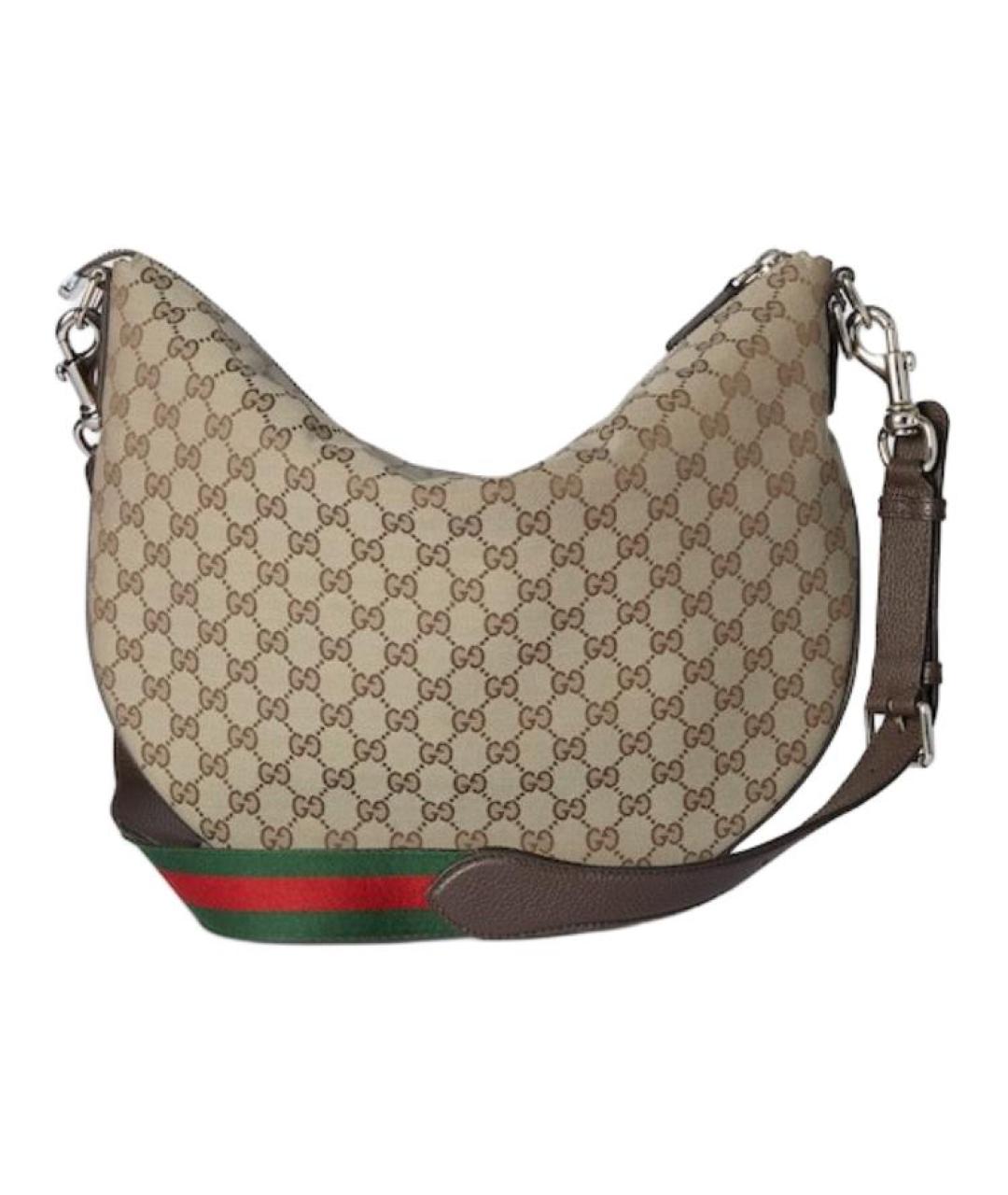 GUCCI Бежевая сумка через плечо из канвы, фото 4