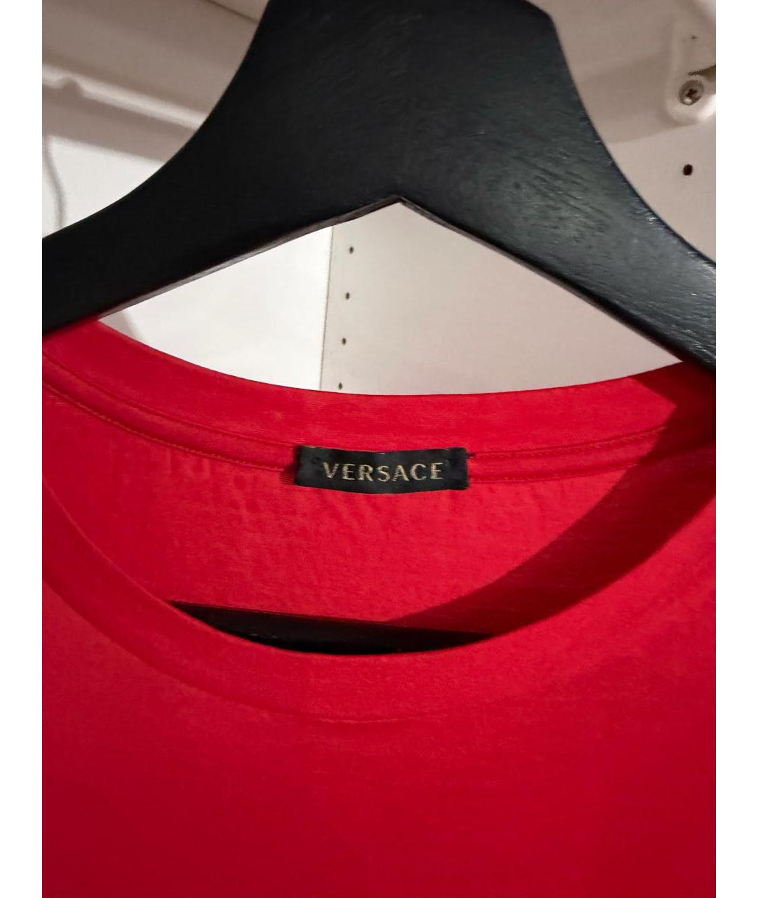 VERSACE Красная хлопковая футболка, фото 2
