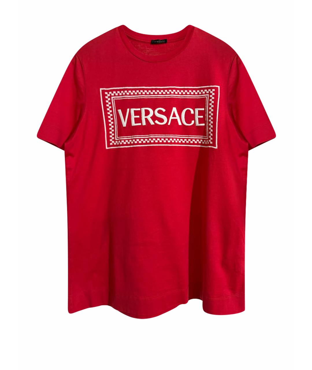 VERSACE Красная хлопковая футболка, фото 1
