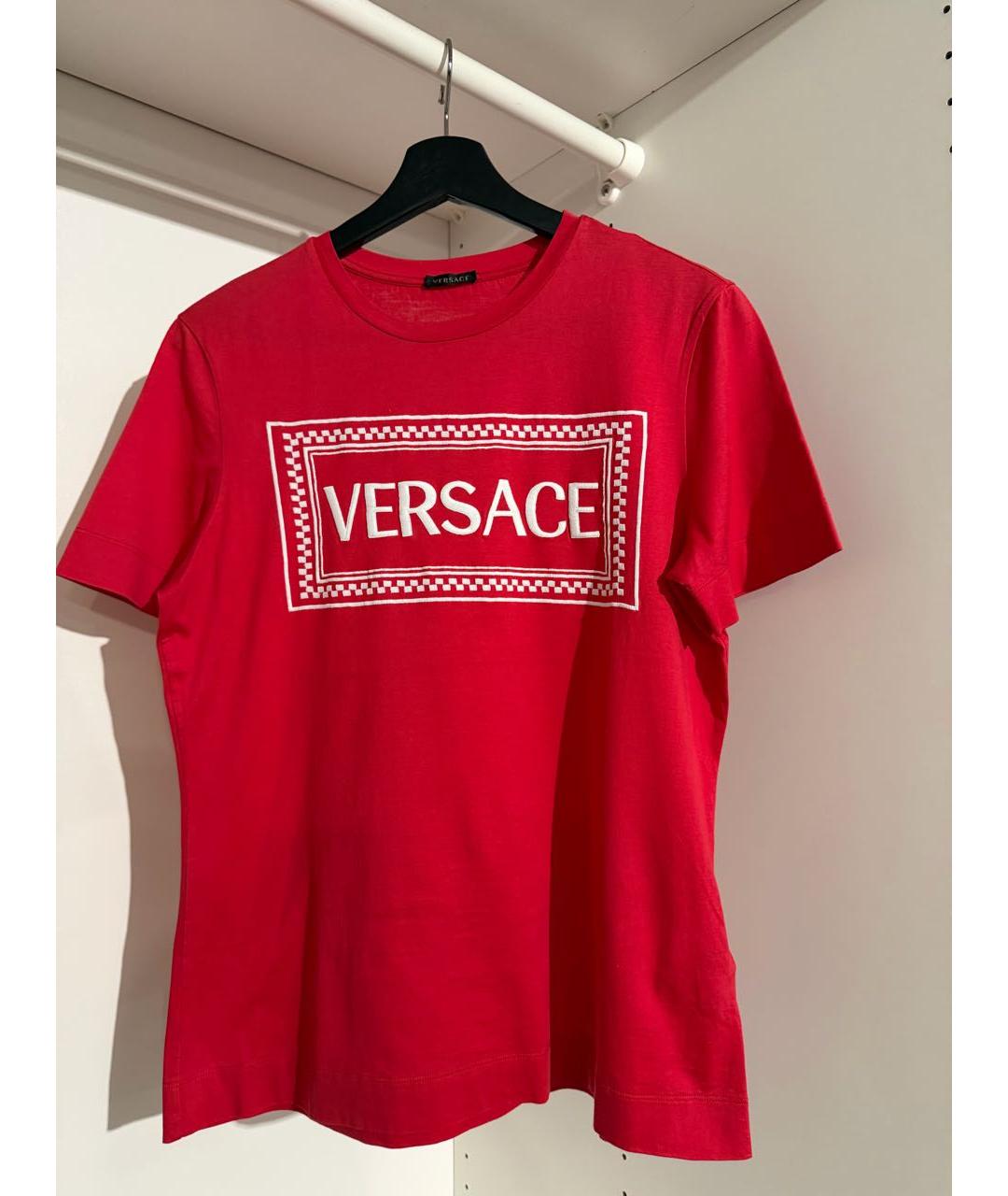 VERSACE Красная хлопковая футболка, фото 8