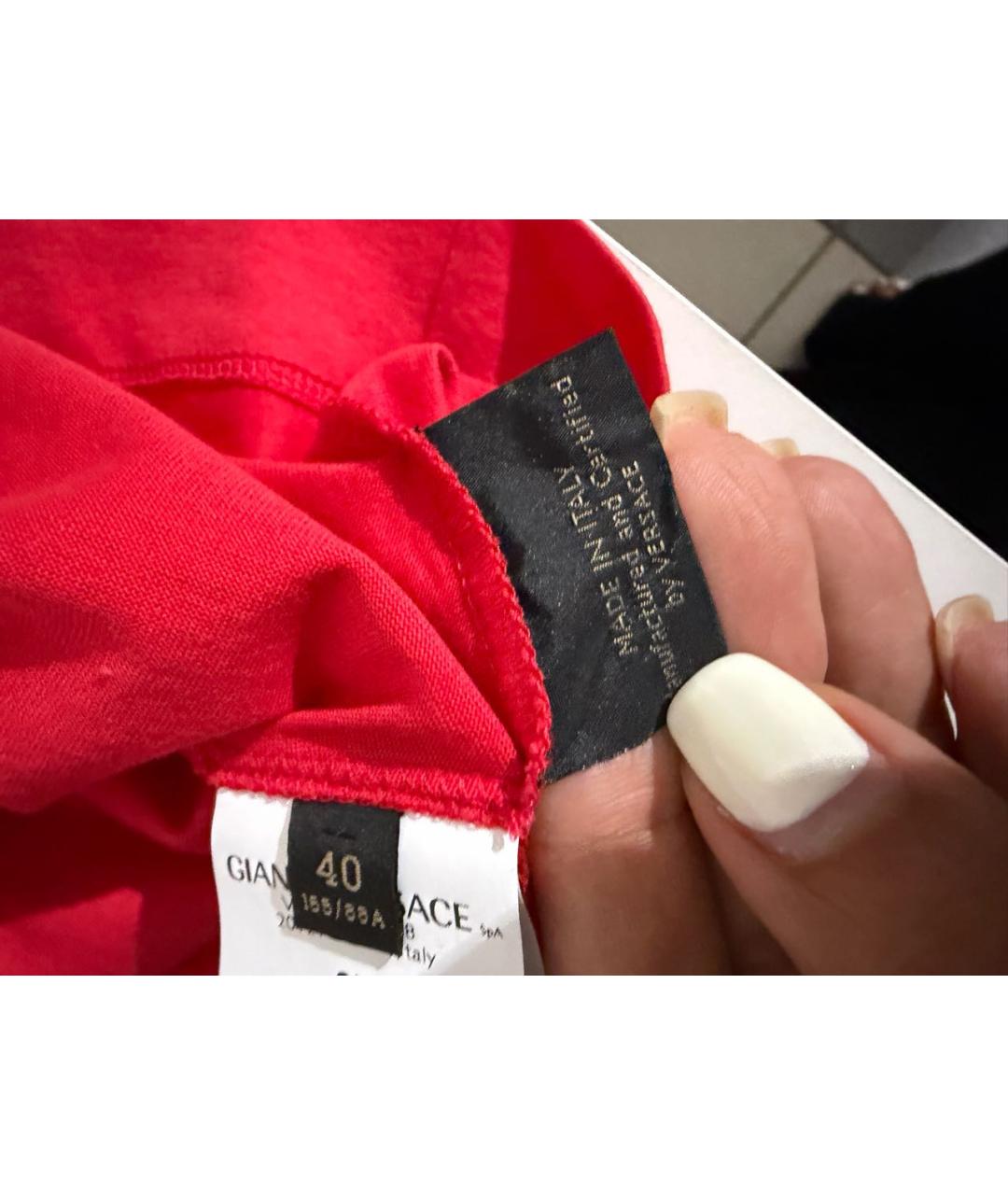 VERSACE Красная хлопковая футболка, фото 7