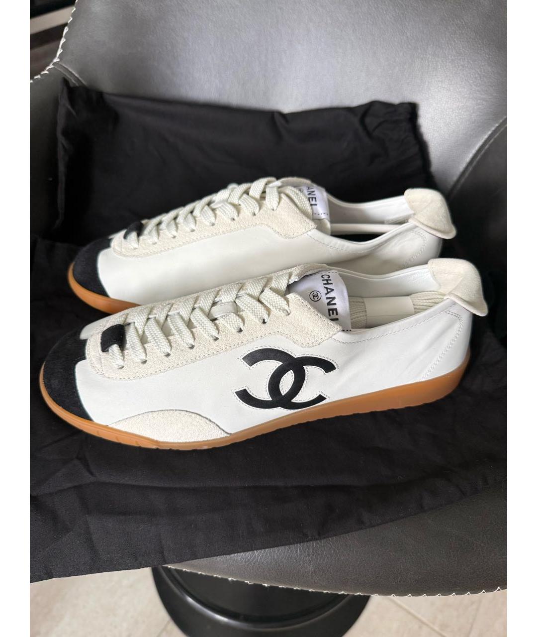 CHANEL Белые кожаные кеды, фото 5