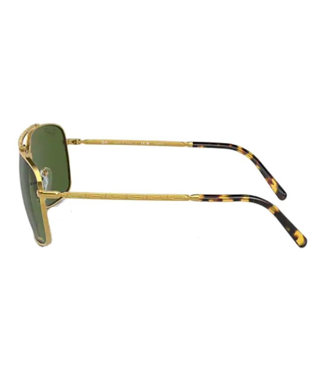 RAY BAN Золотые металлические солнцезащитные очки, фото 3
