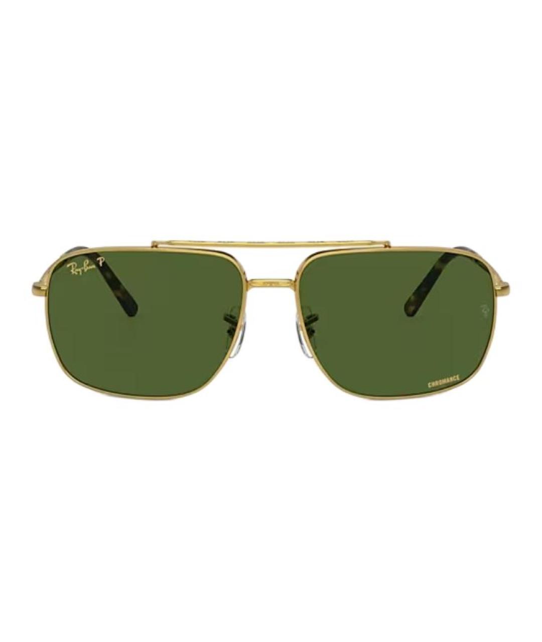 RAY BAN Золотые металлические солнцезащитные очки, фото 2