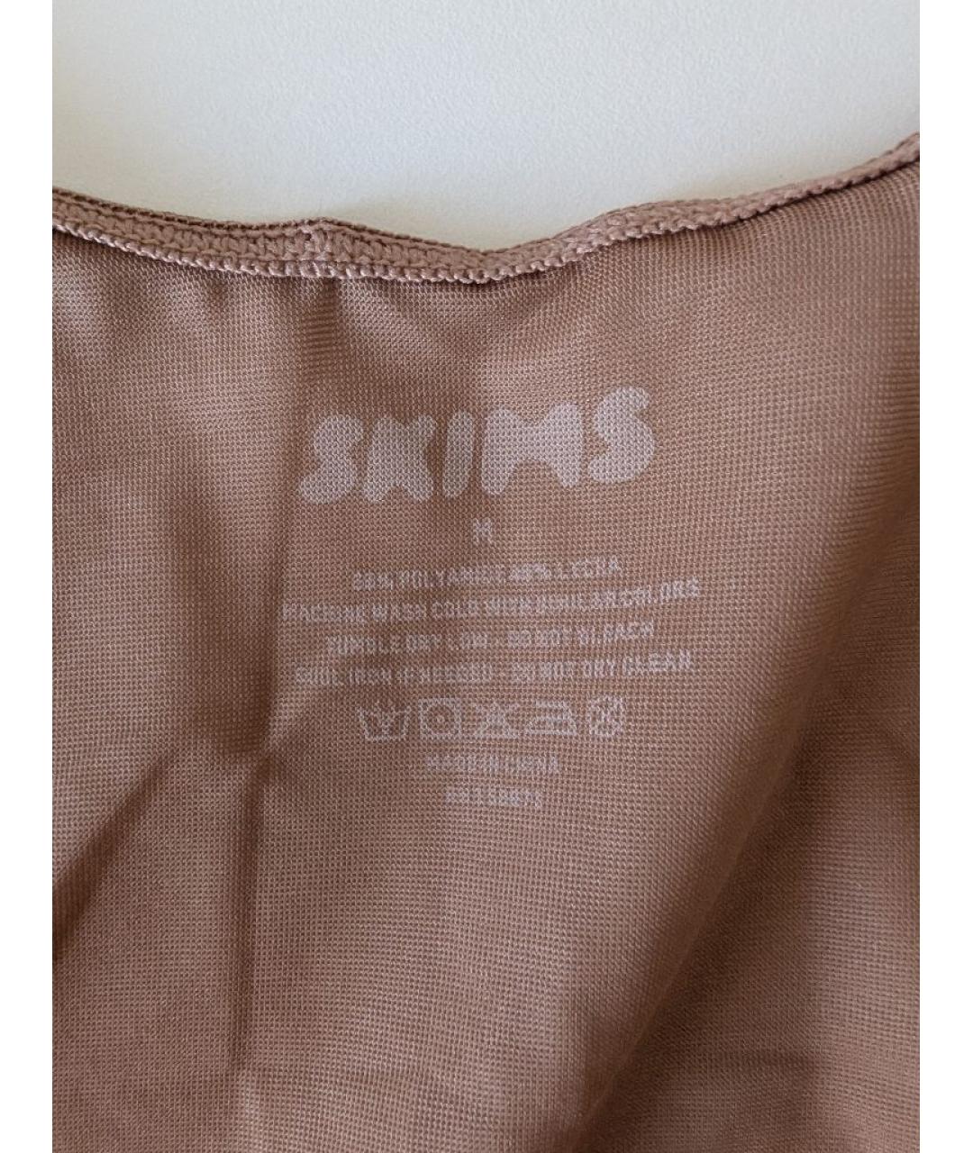 SKIMS Коричневая полиамидовая футболка, фото 4