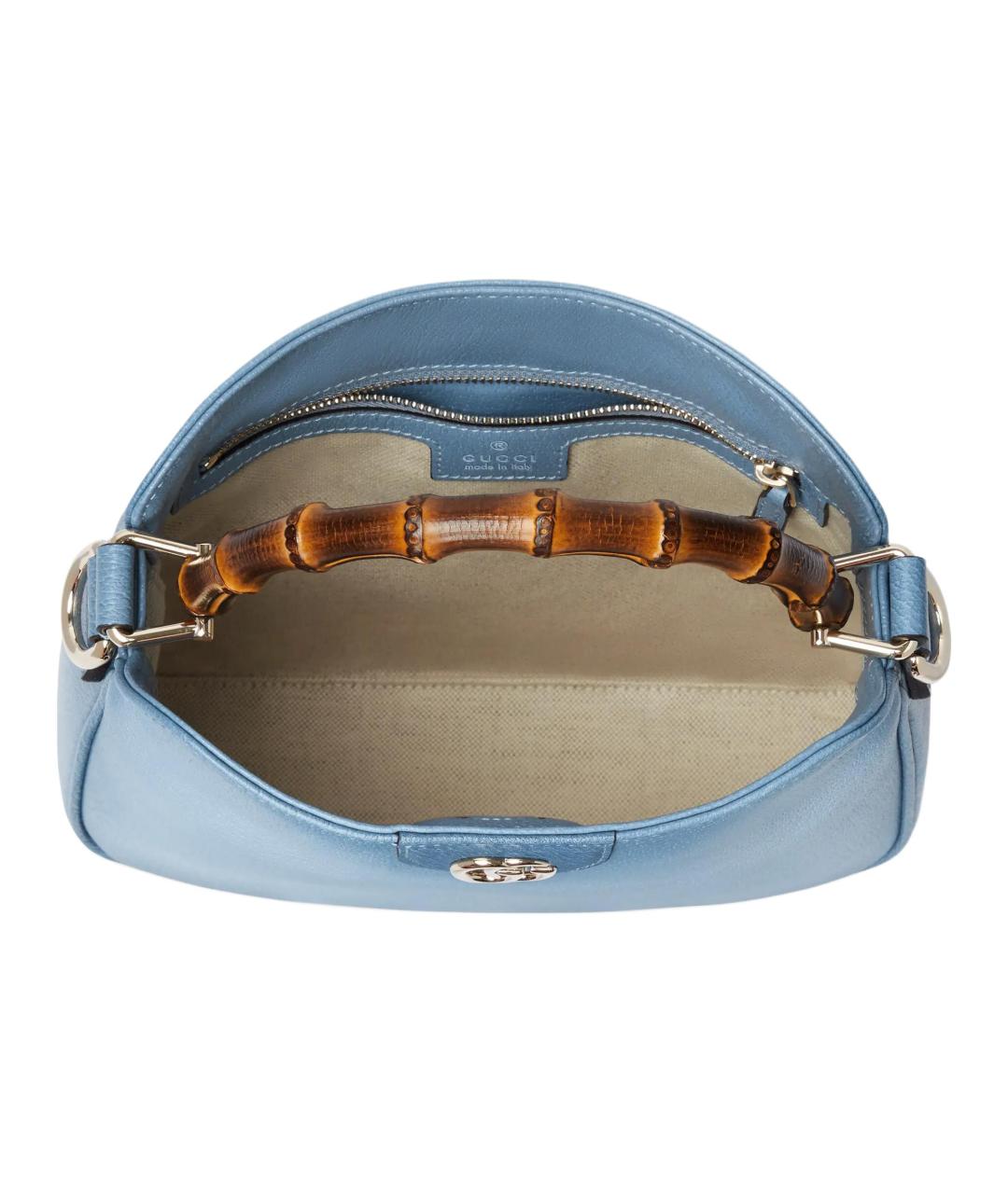 GUCCI Голубая кожаная сумка тоут, фото 5