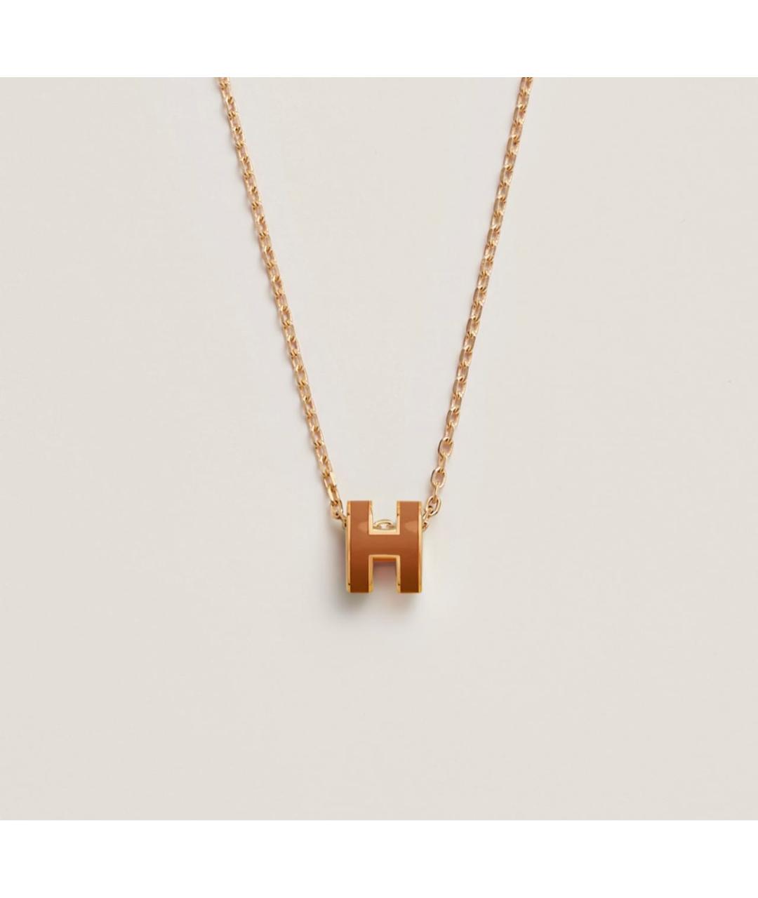 HERMES Коричневая металлическая подвеска, фото 5
