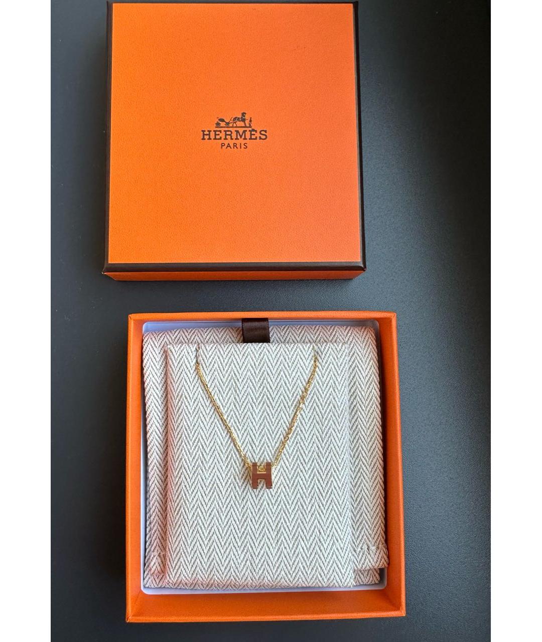HERMES Коричневая металлическая подвеска, фото 4