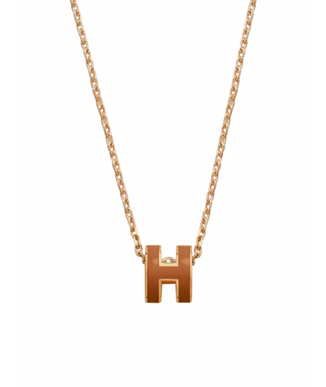 HERMES Коричневая металлическая подвеска, фото 1