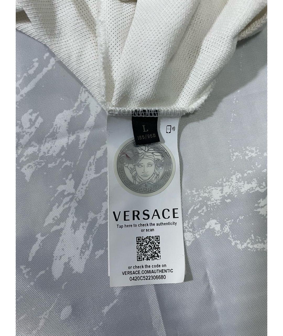 VERSACE Белое хлопковое поло с коротким рукавом, фото 5