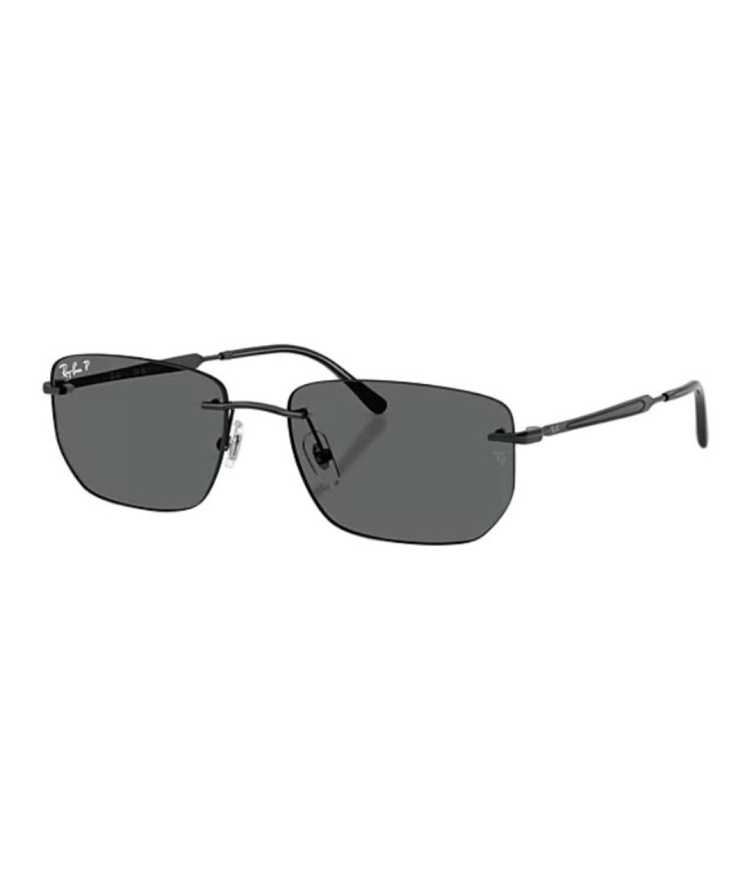 RAY BAN Черные металлические солнцезащитные очки, фото 1