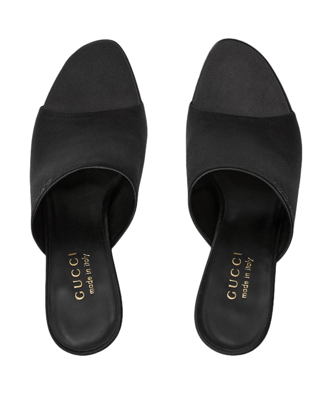 GUCCI Черные текстильные шлепанцы, фото 4