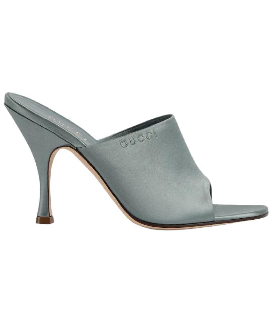 GUCCI Голубые текстильные мюли, фото 1