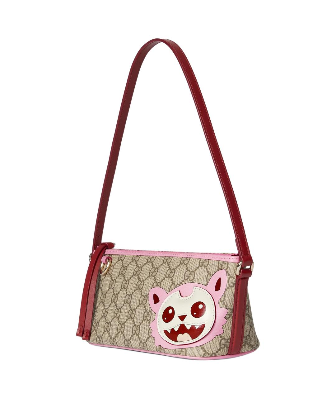 GUCCI Бежевая сумка с короткими ручками из канвы, фото 2
