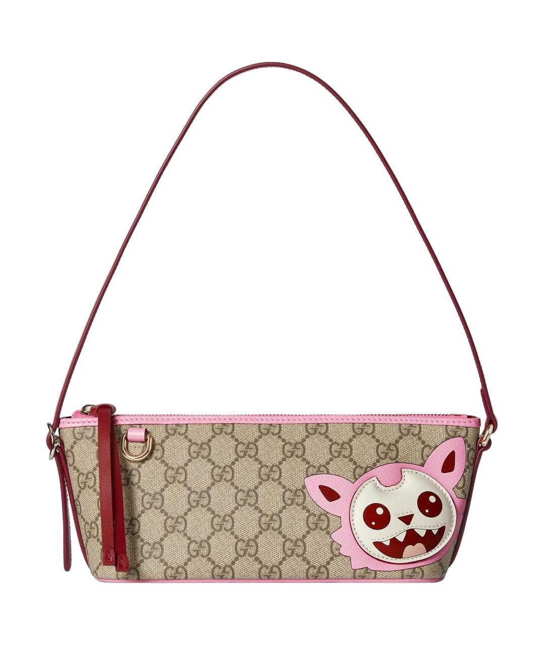 GUCCI Бежевая сумка с короткими ручками из канвы, фото 1
