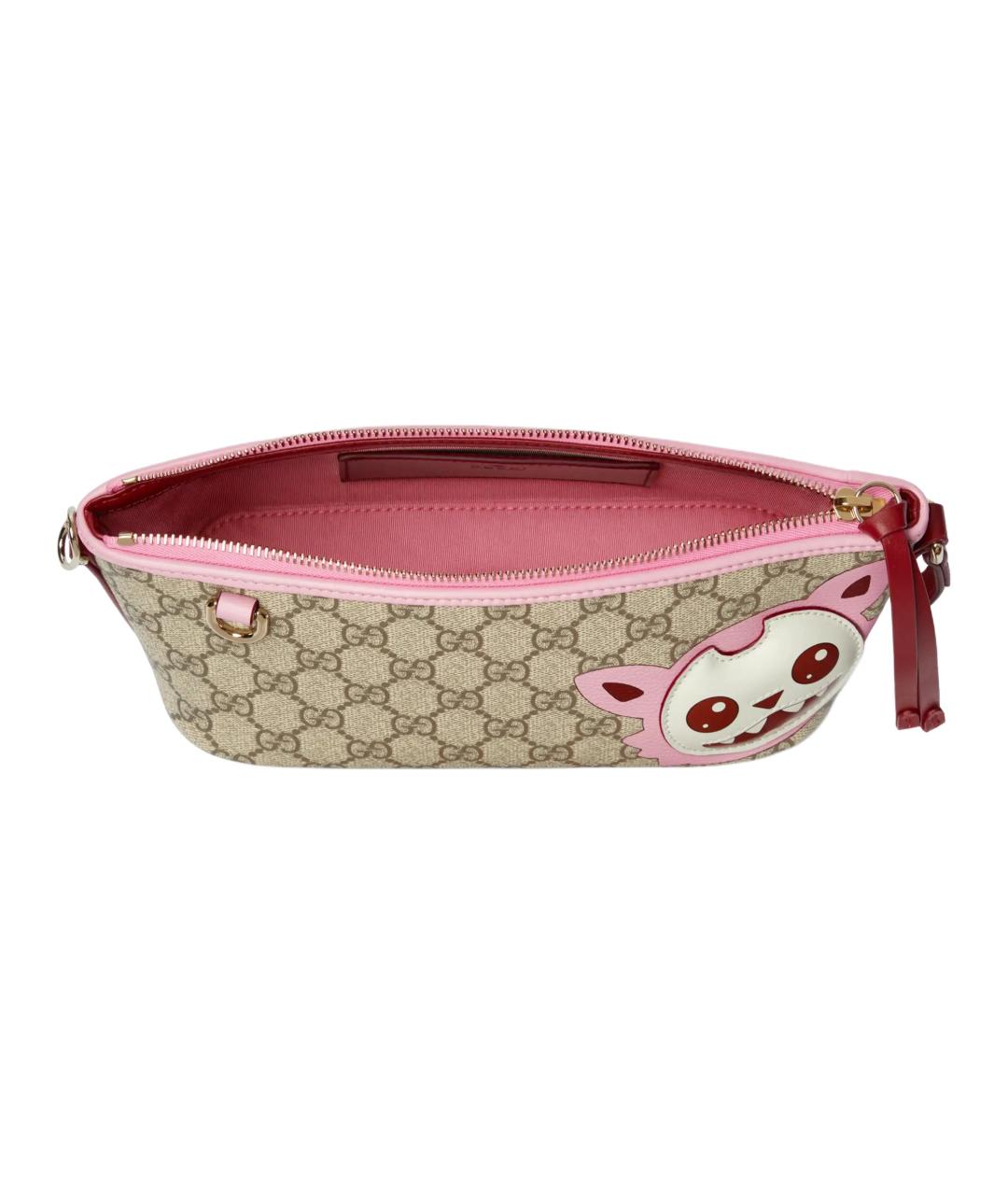 GUCCI Бежевая сумка с короткими ручками из канвы, фото 4