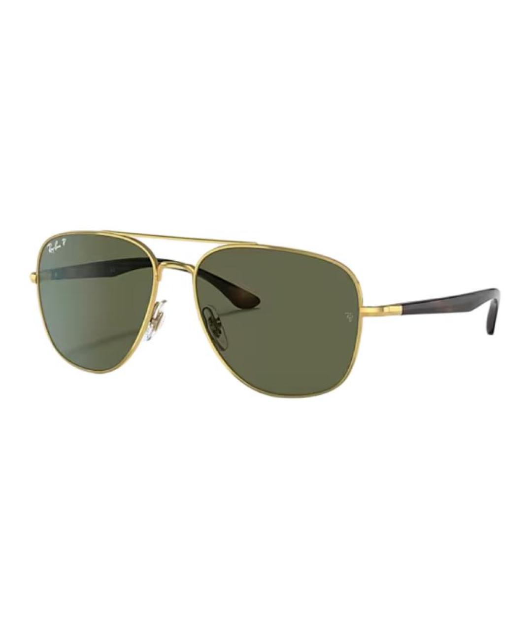 RAY BAN Золотые металлические солнцезащитные очки, фото 1