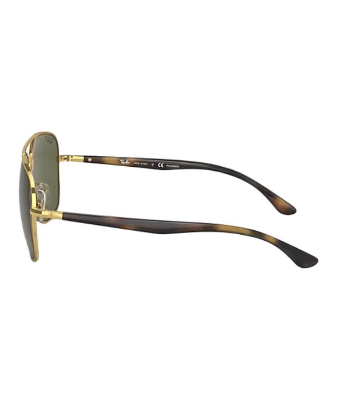 RAY BAN Золотые металлические солнцезащитные очки, фото 3