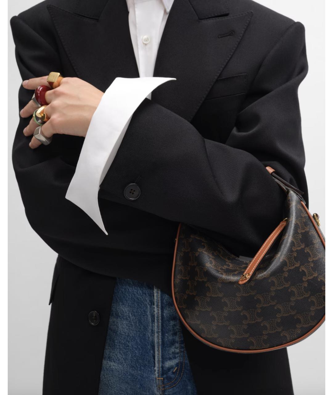 CELINE Коричневая сумка через плечо из канвы, фото 4