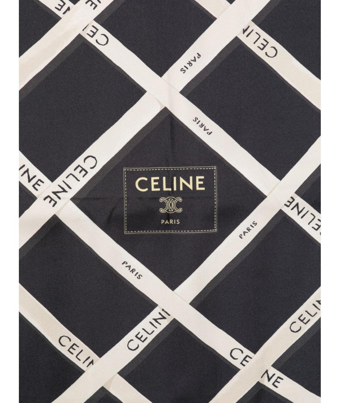 CELINE Черный шелковый шарф, фото 3