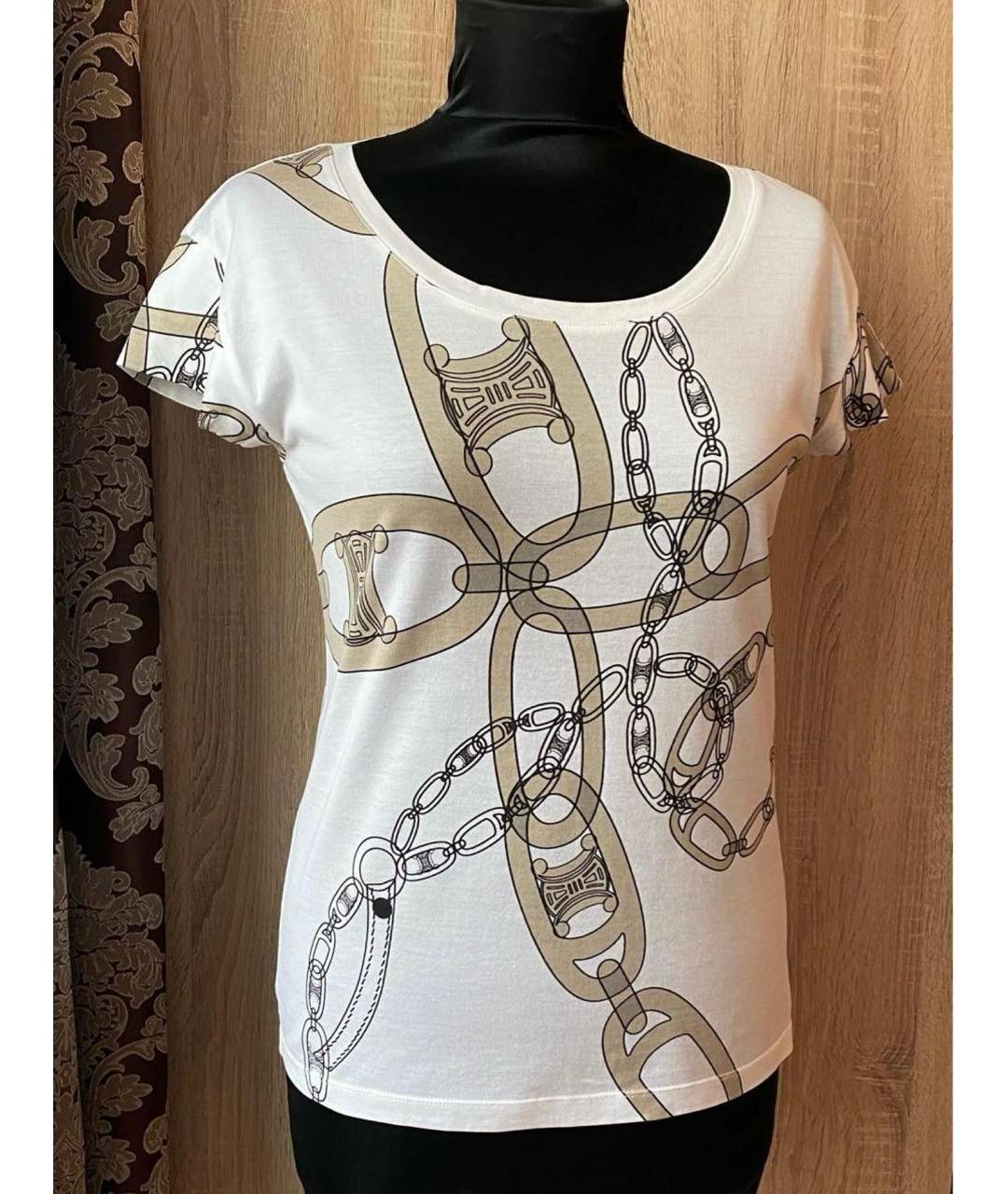 CELINE Белая хлопковая футболка, фото 4
