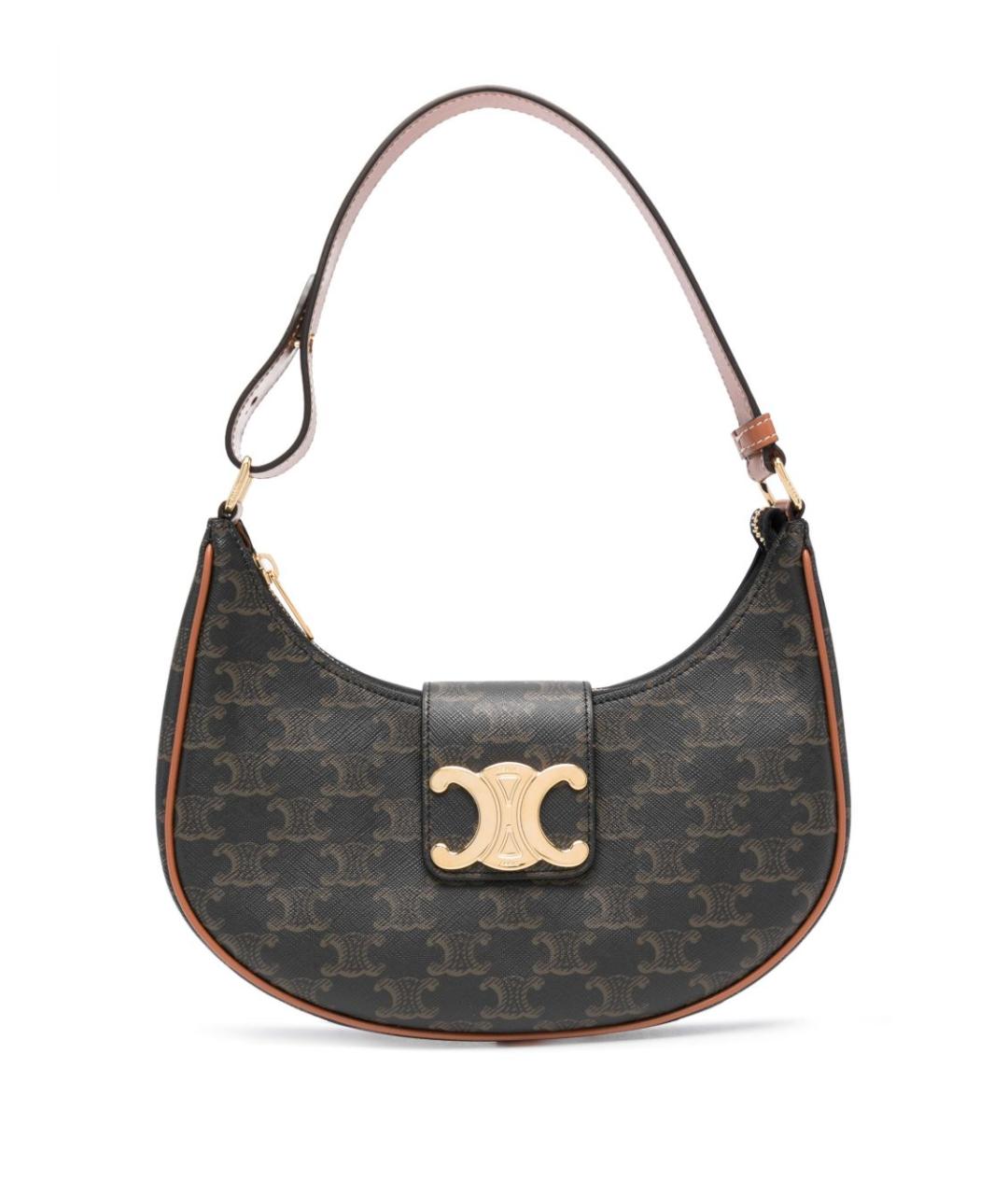 CELINE Коричневая сумка с короткими ручками из канвы, фото 1