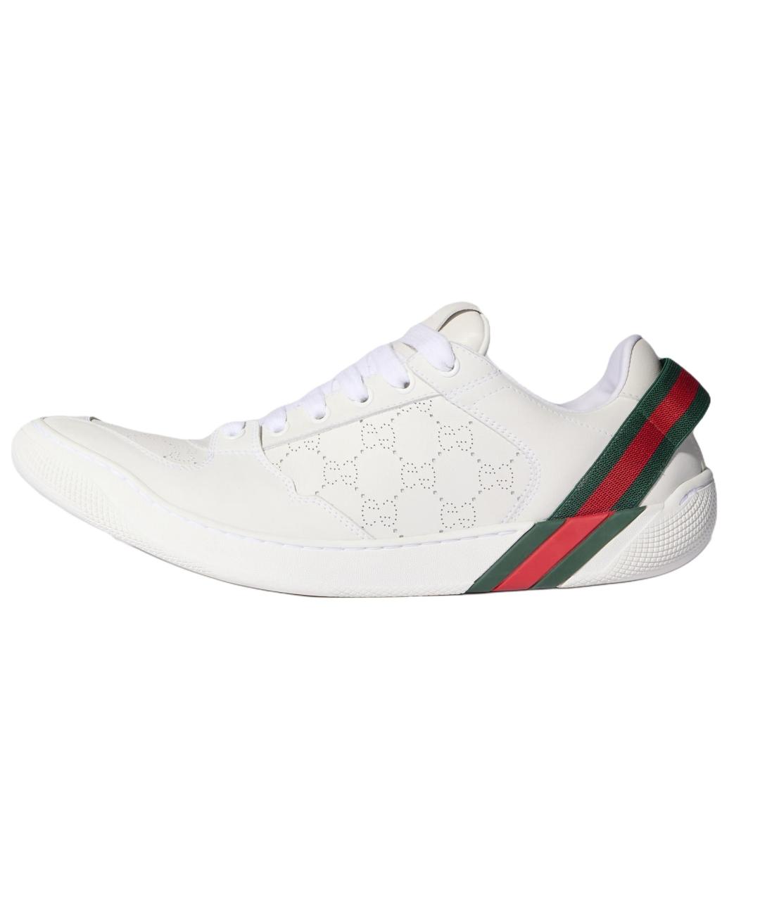 GUCCI Белые кожаные низкие кроссовки / кеды, фото 2