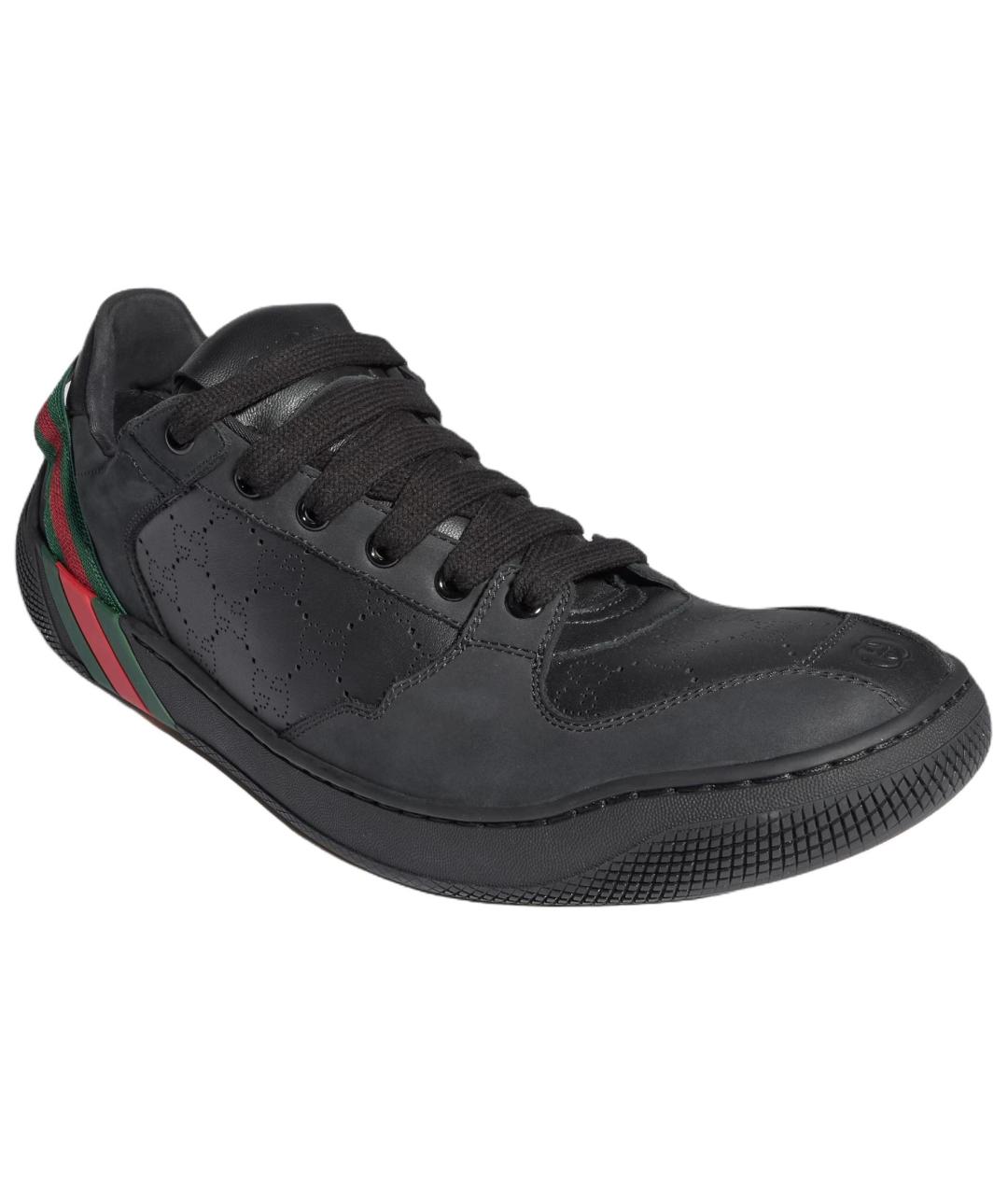 GUCCI Черные кожаные низкие кроссовки / кеды, фото 4