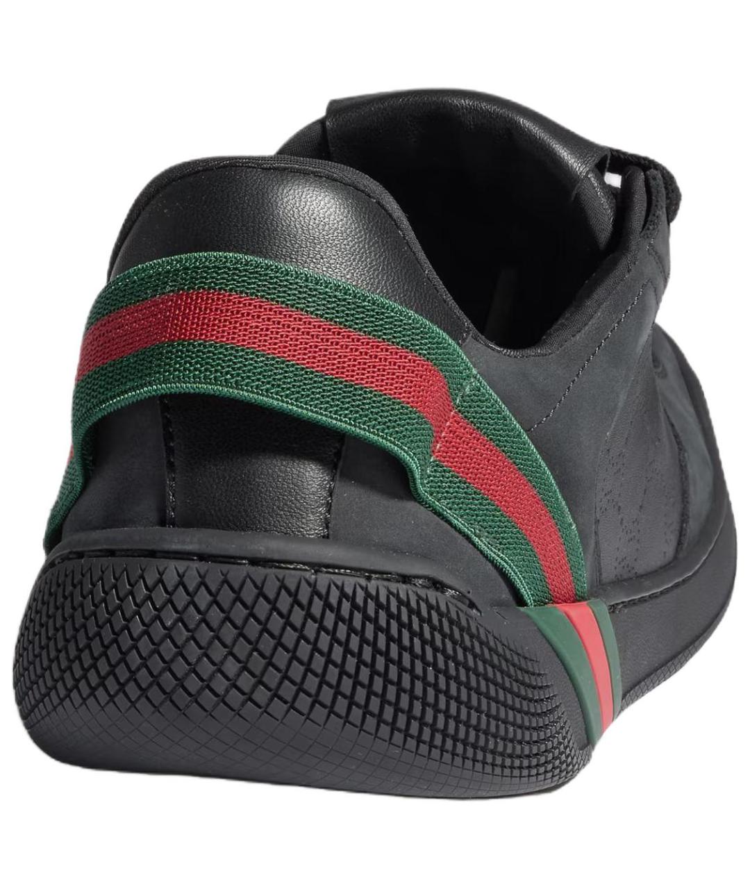 GUCCI Черные кожаные низкие кроссовки / кеды, фото 5