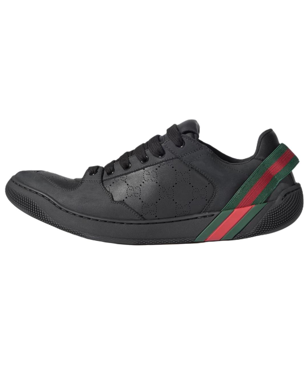 GUCCI Черные кожаные низкие кроссовки / кеды, фото 2