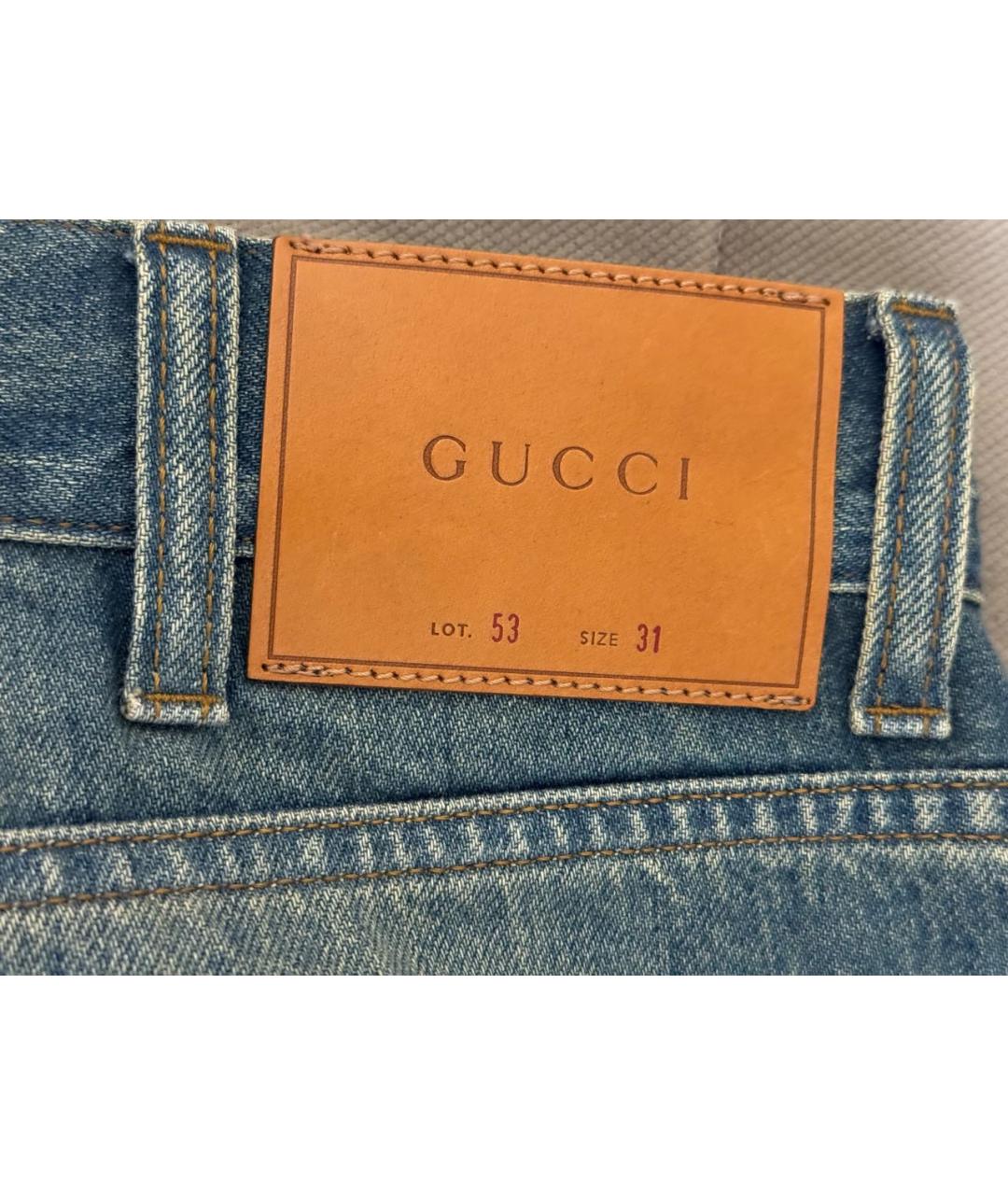 GUCCI Синие хлопковые джинсы скинни, фото 3