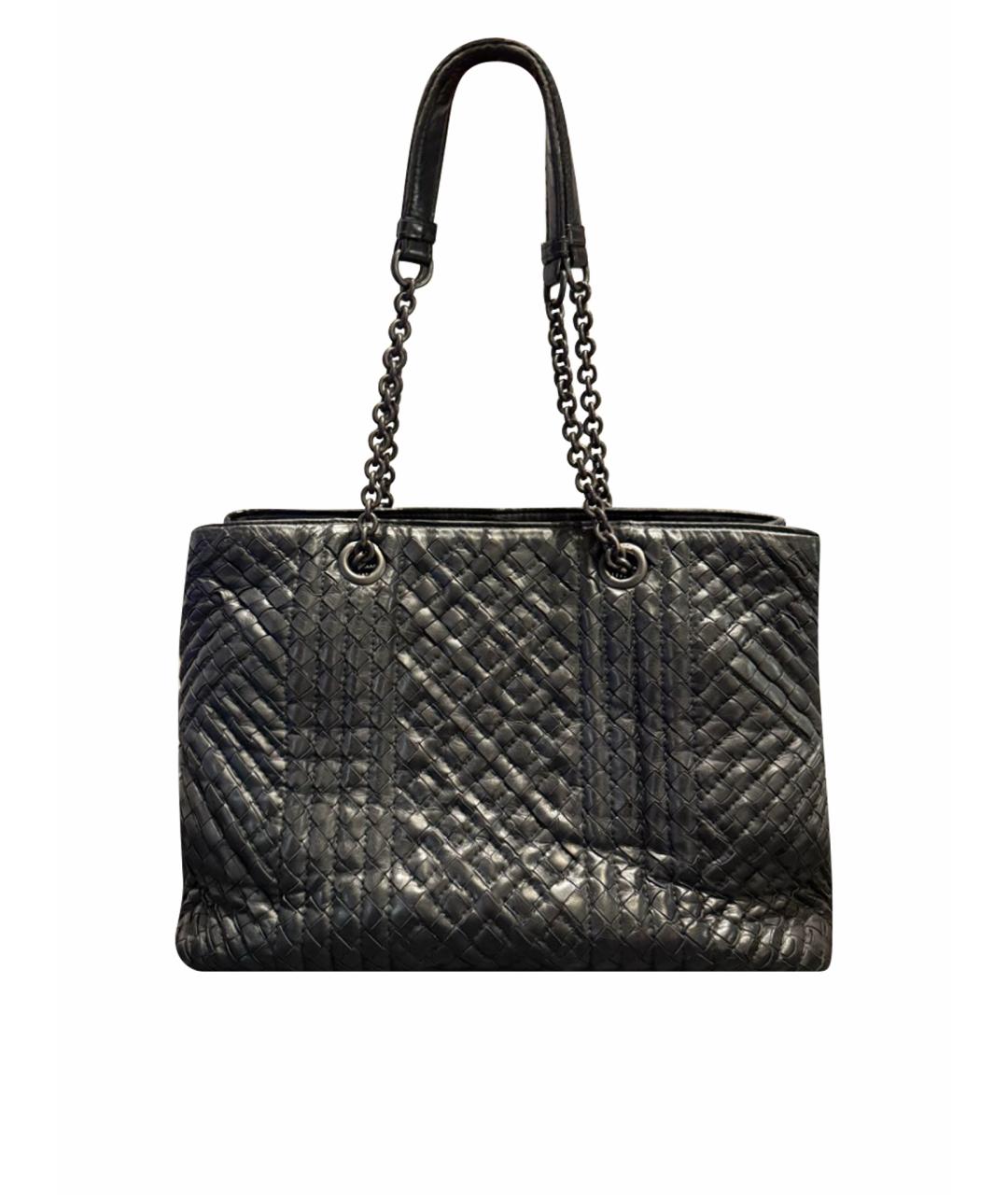 BOTTEGA VENETA Черная кожаная сумка с короткими ручками, фото 1