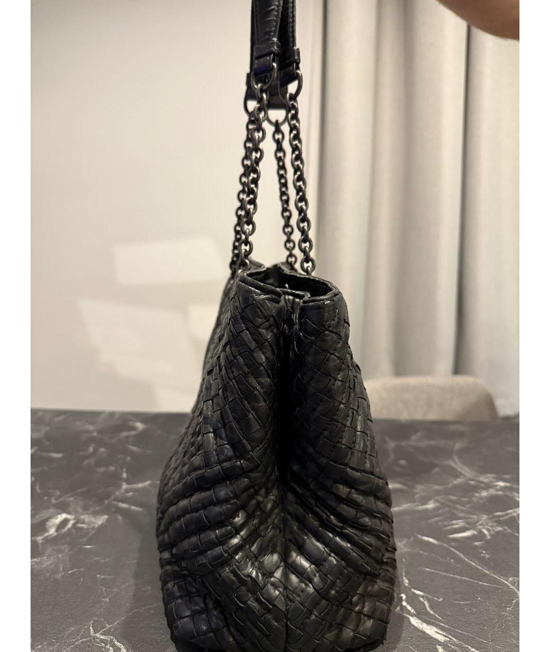 BOTTEGA VENETA Черная кожаная сумка с короткими ручками, фото 3