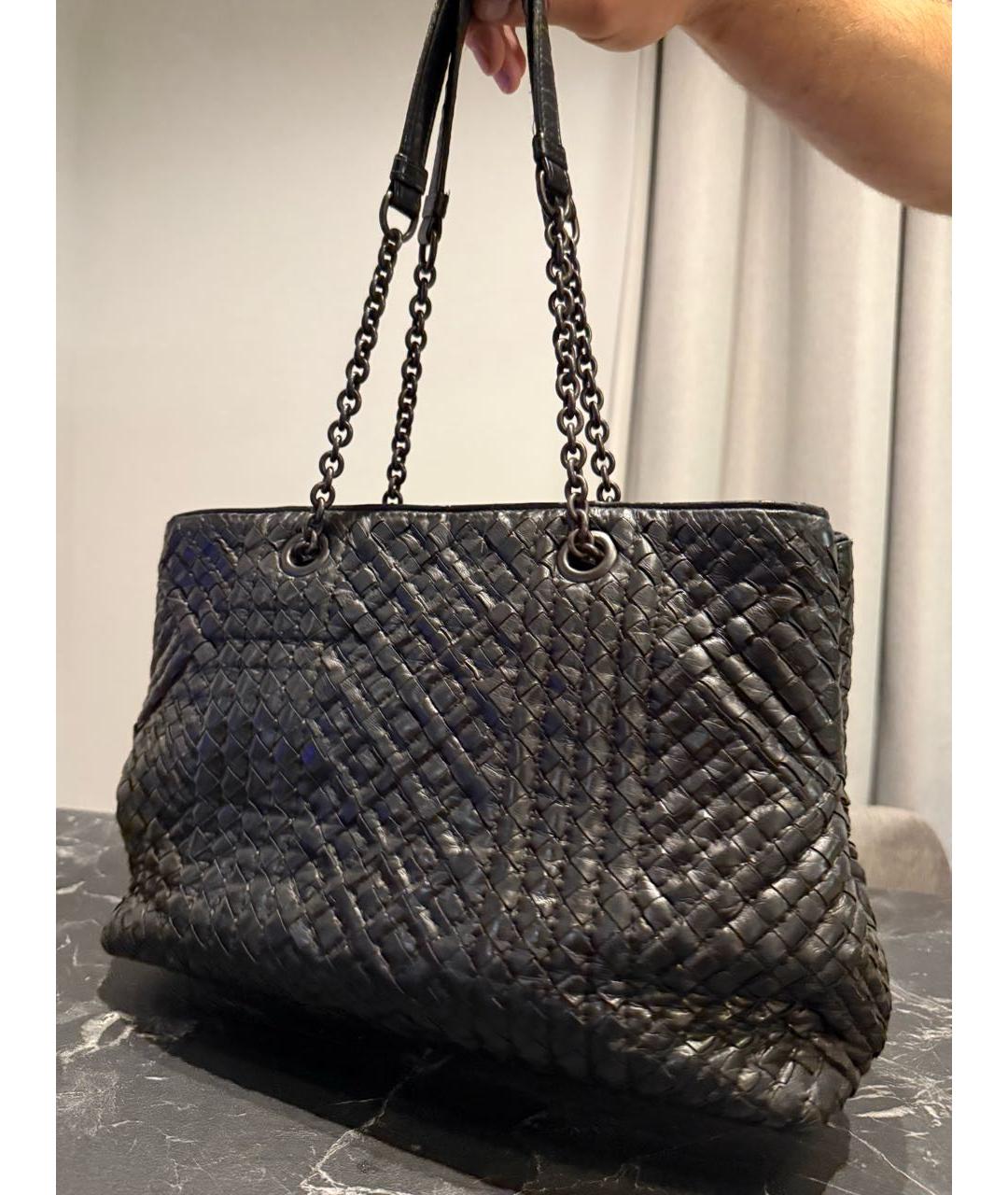 BOTTEGA VENETA Черная кожаная сумка с короткими ручками, фото 2
