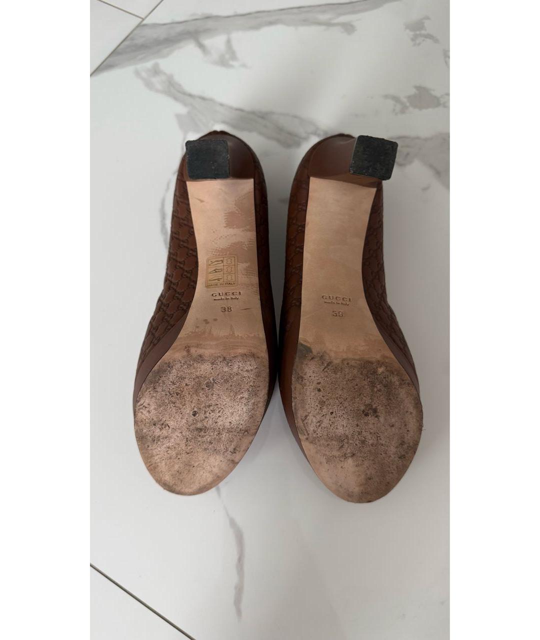 GUCCI Коричневые кожаные туфли, фото 5