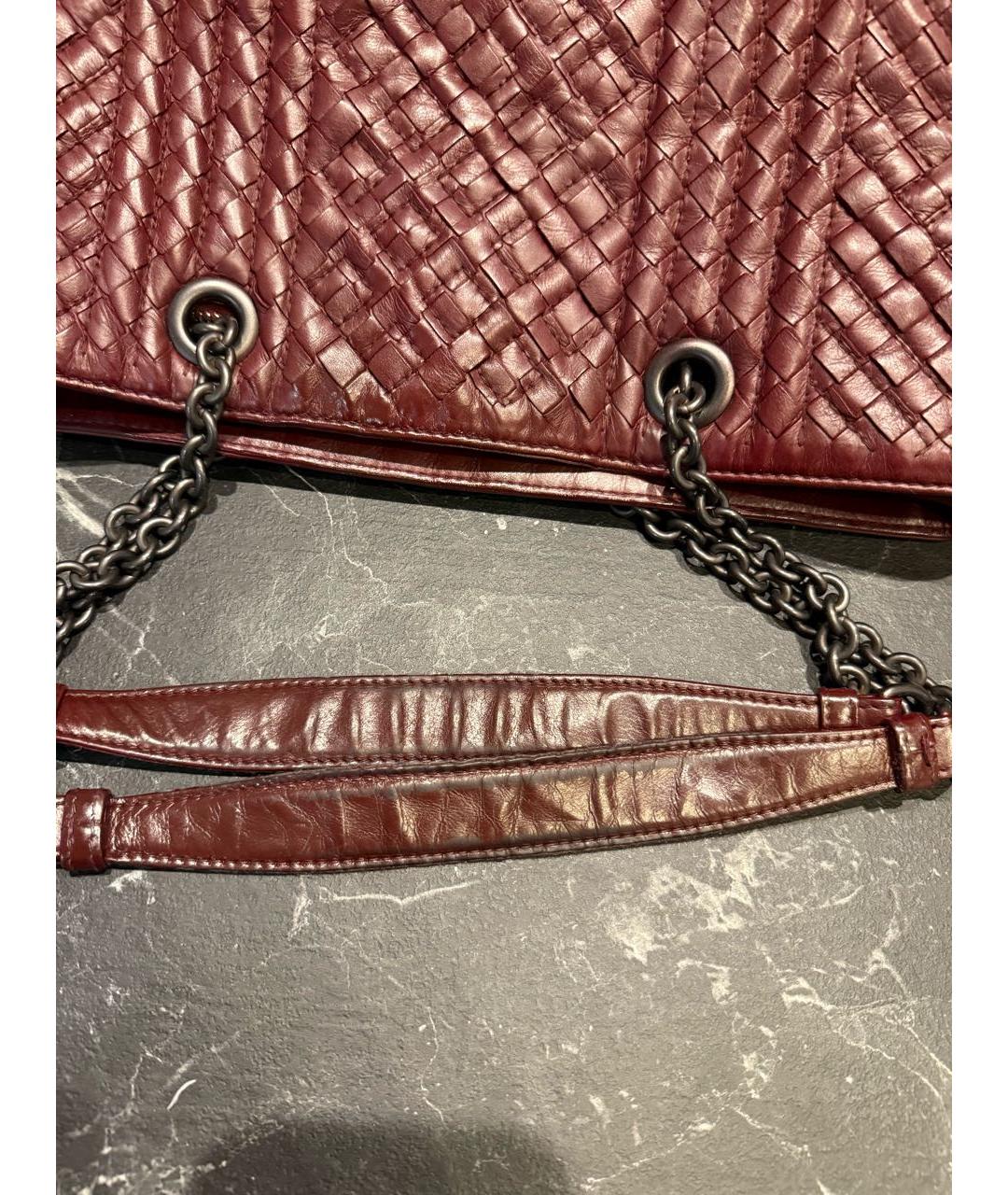 BOTTEGA VENETA Бордовая кожаная сумка с короткими ручками, фото 5