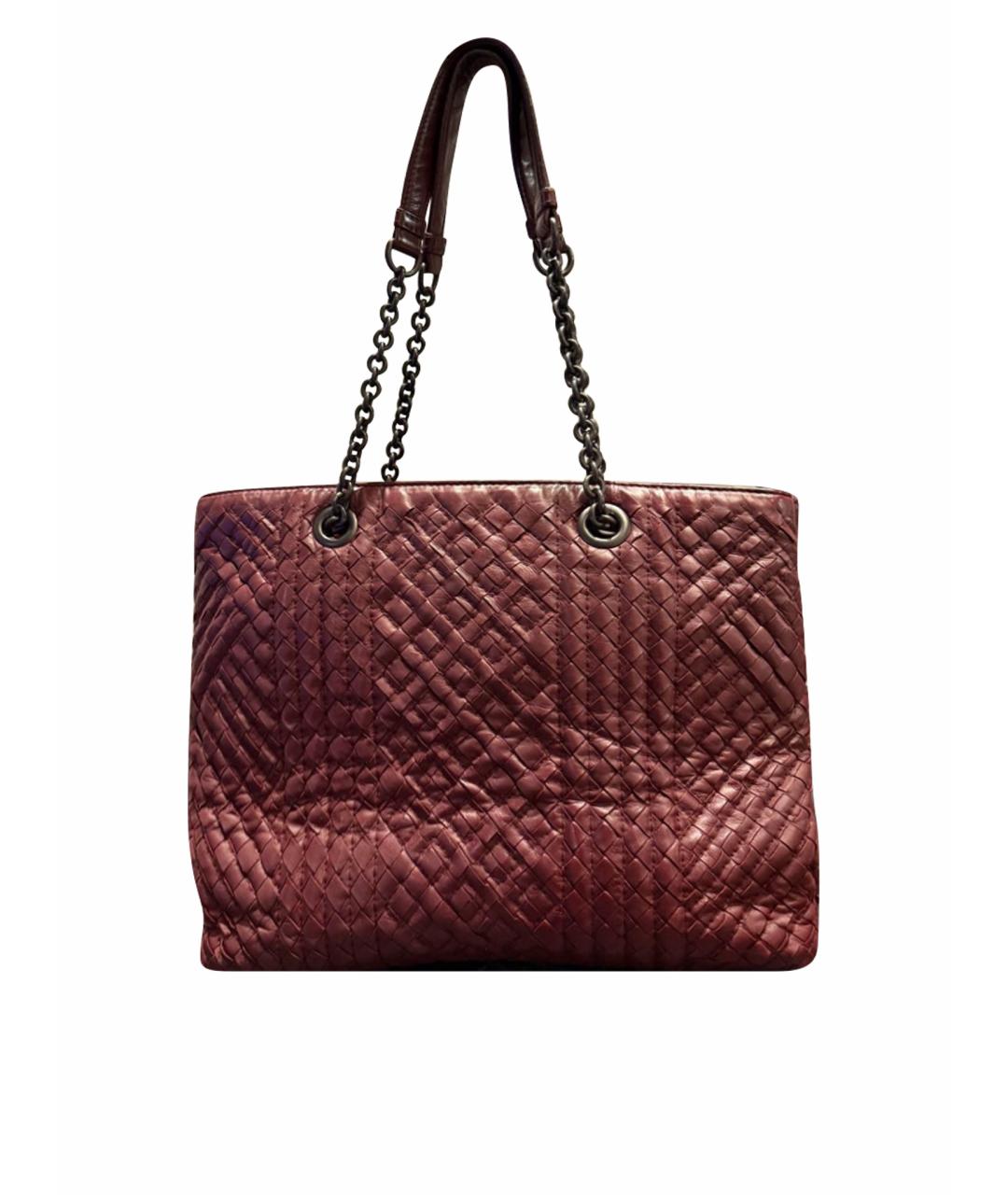 BOTTEGA VENETA Бордовая кожаная сумка с короткими ручками, фото 1