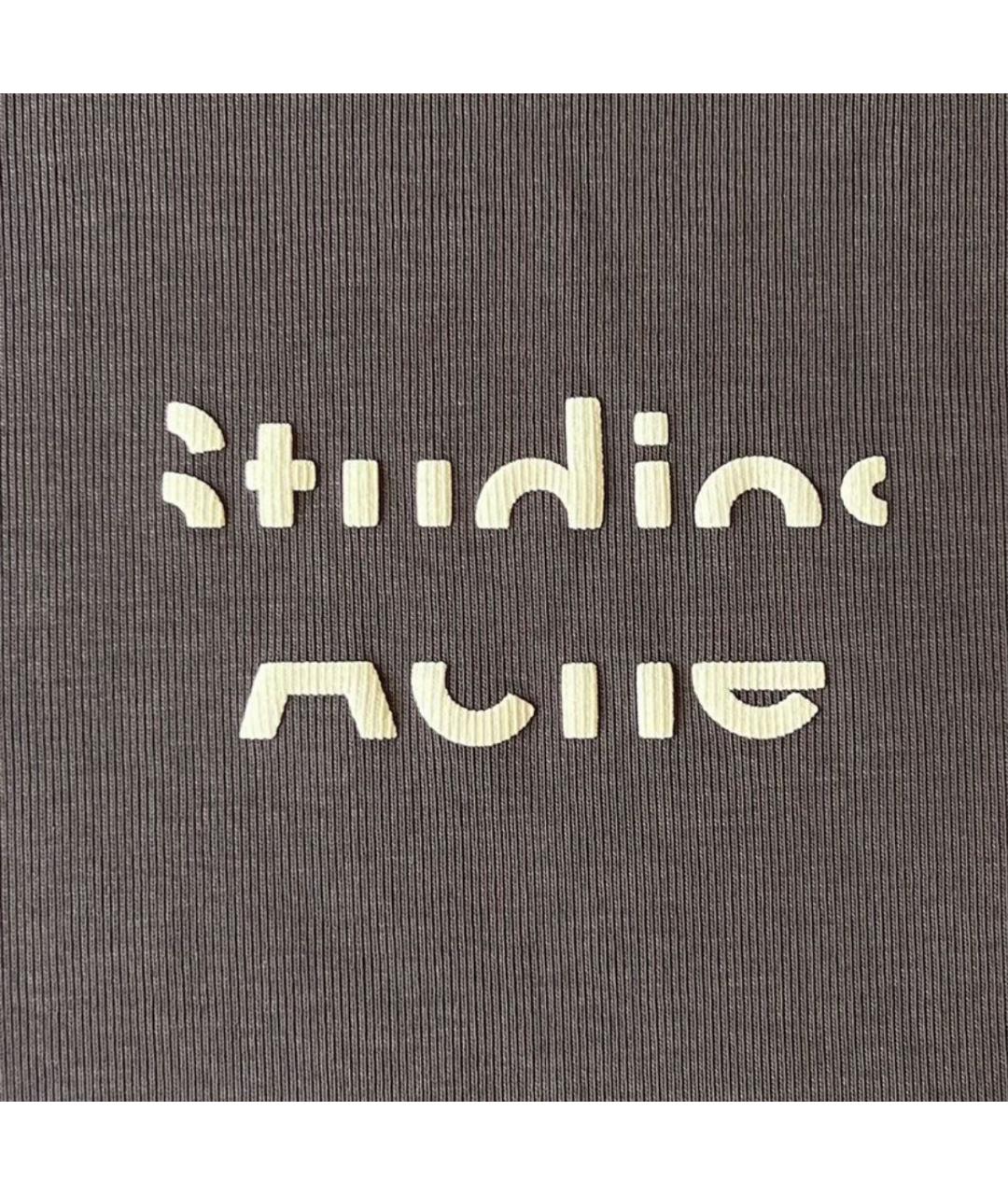 ACNE STUDIOS Антрацитовая хлопковая футболка, фото 4