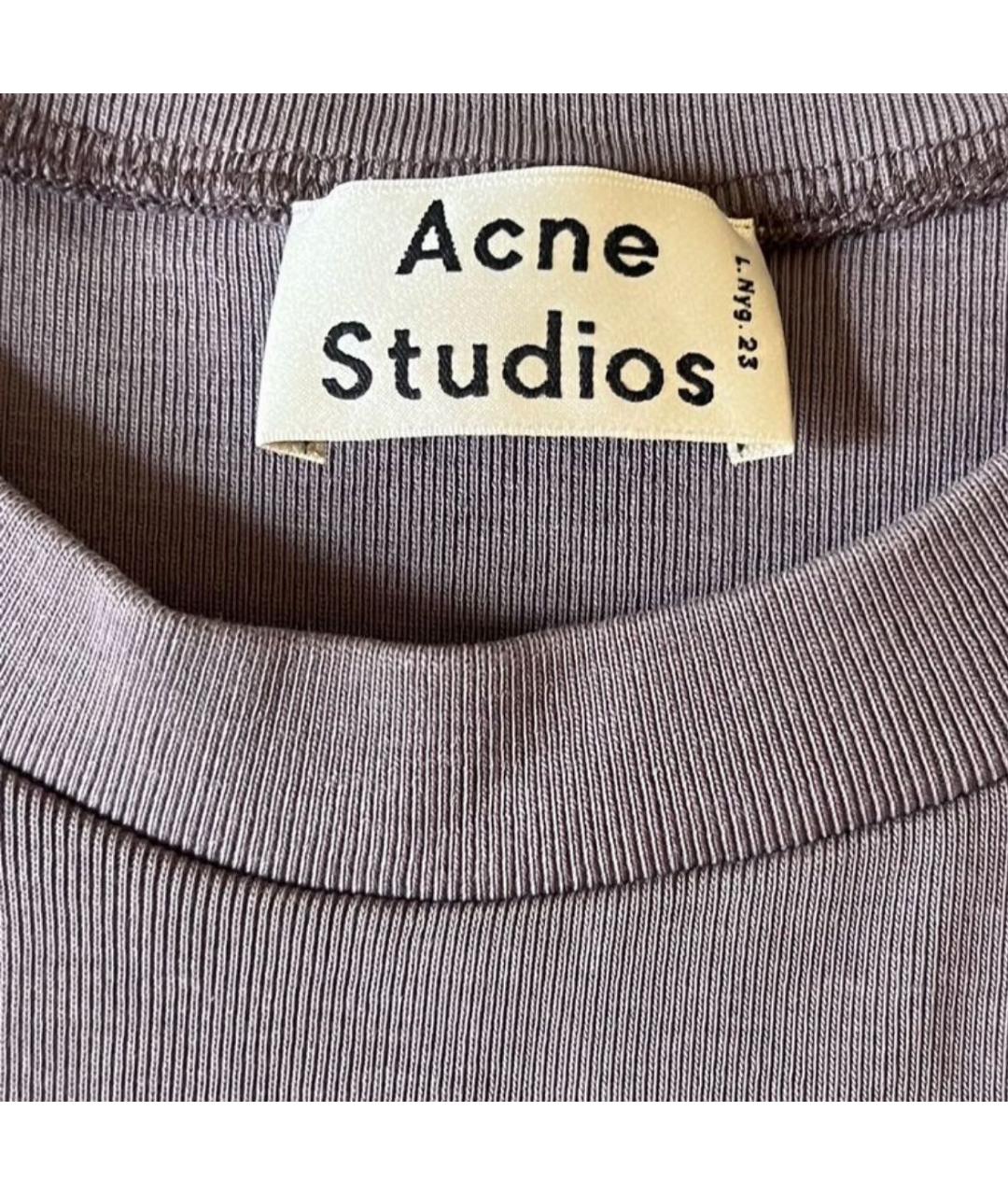 ACNE STUDIOS Антрацитовая хлопковая футболка, фото 3