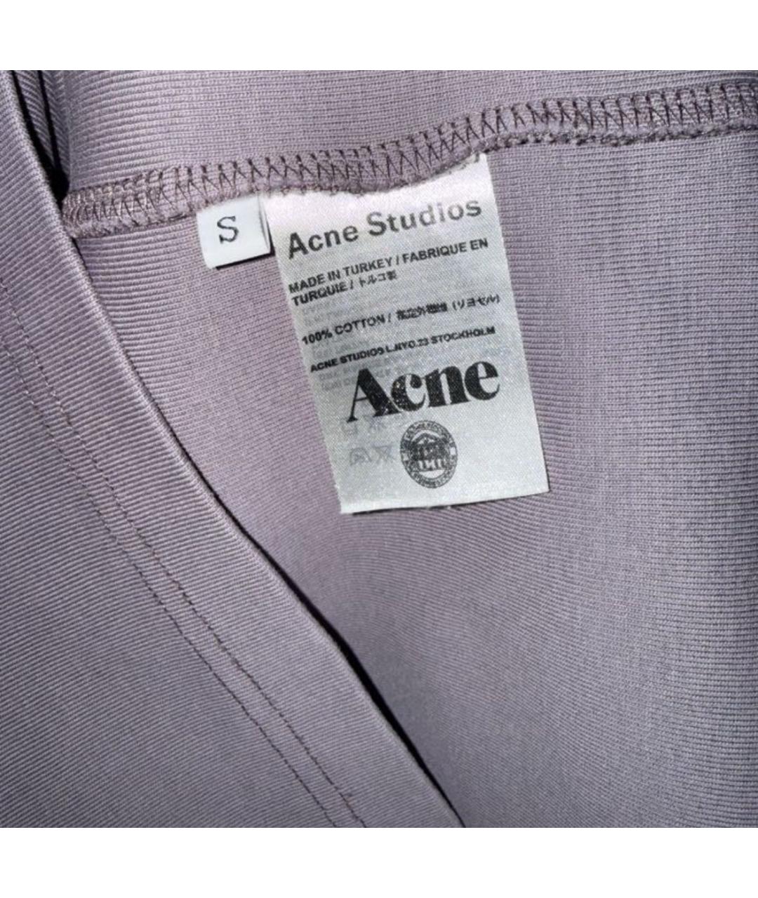 ACNE STUDIOS Антрацитовая хлопковая футболка, фото 5