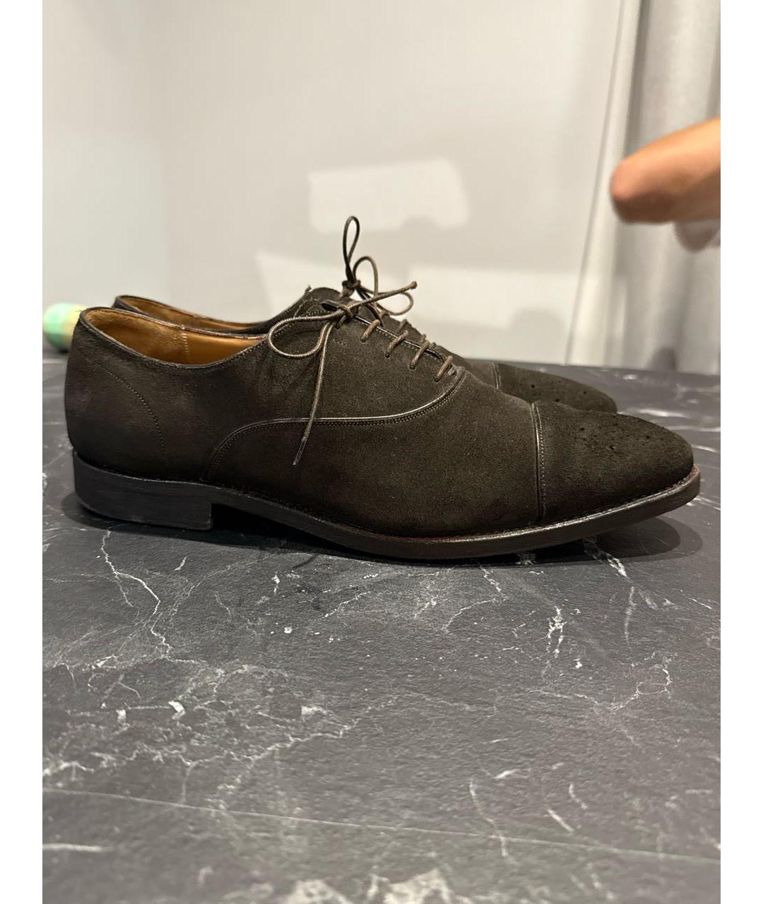 FERRAGAMO Антрацитовые замшевые туфли, фото 5