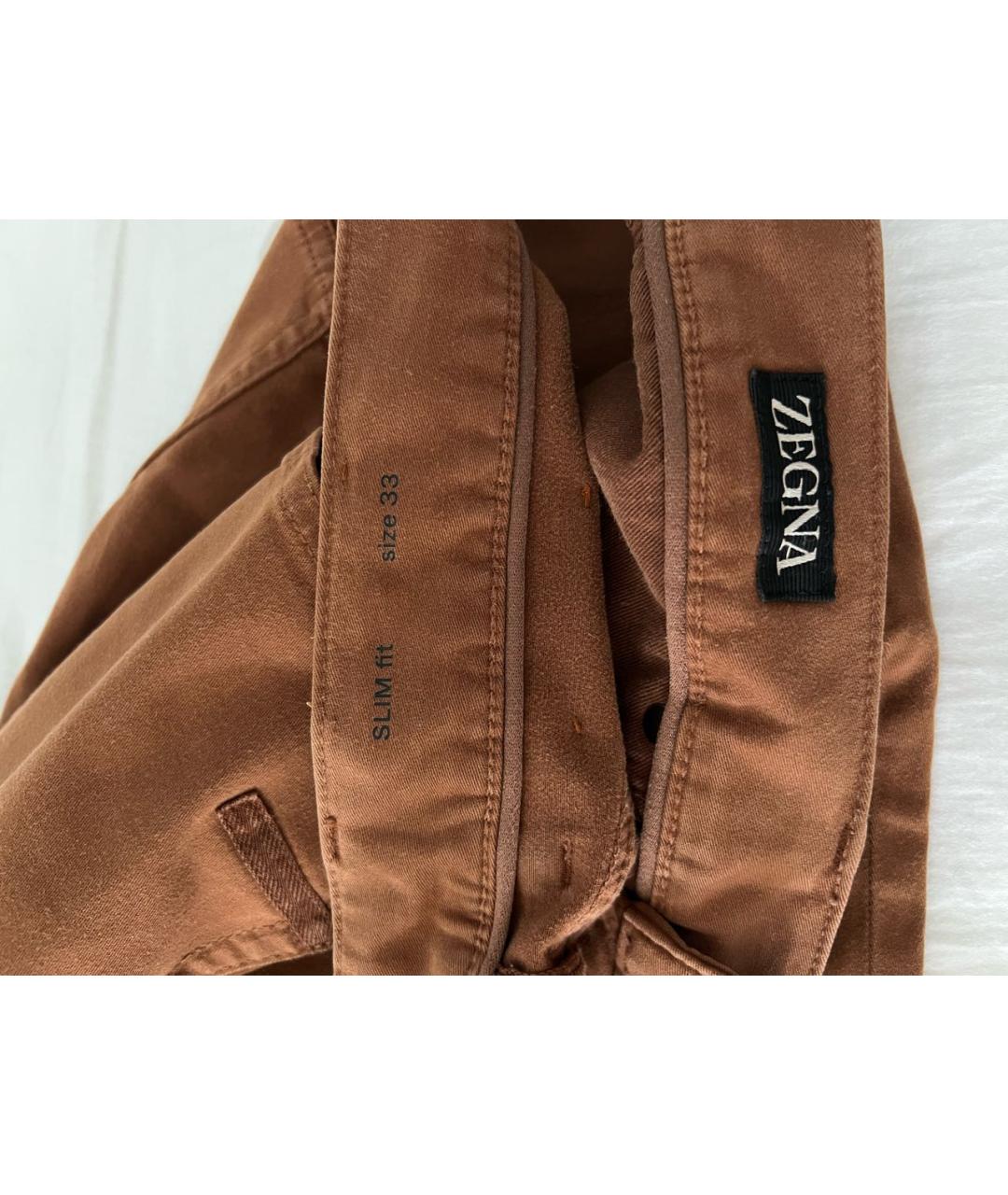 ZEGNA Оранжевые хлопковые повседневные брюки, фото 4