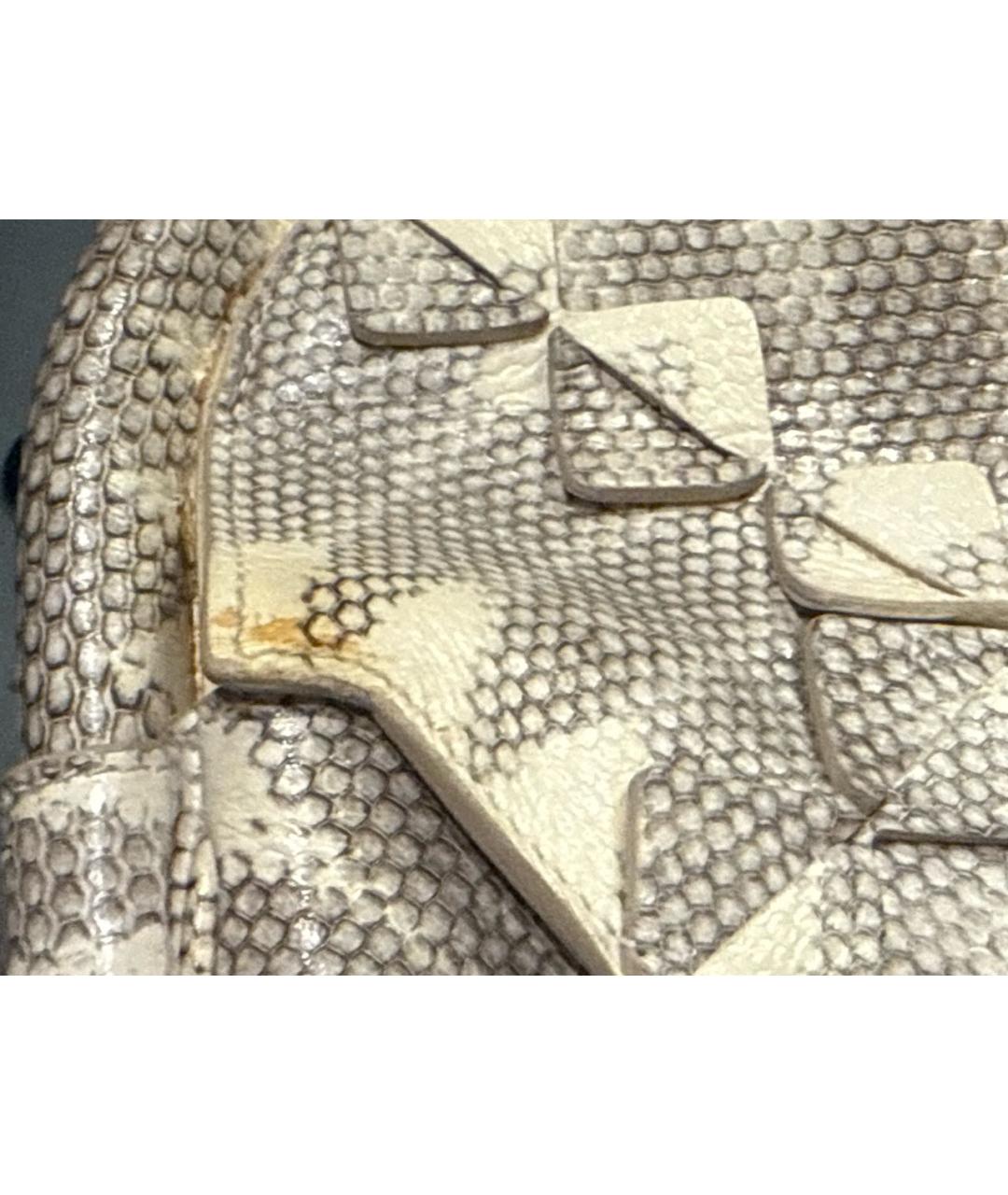 FERRAGAMO Бежевая сумка с короткими ручками из кожи питона, фото 5