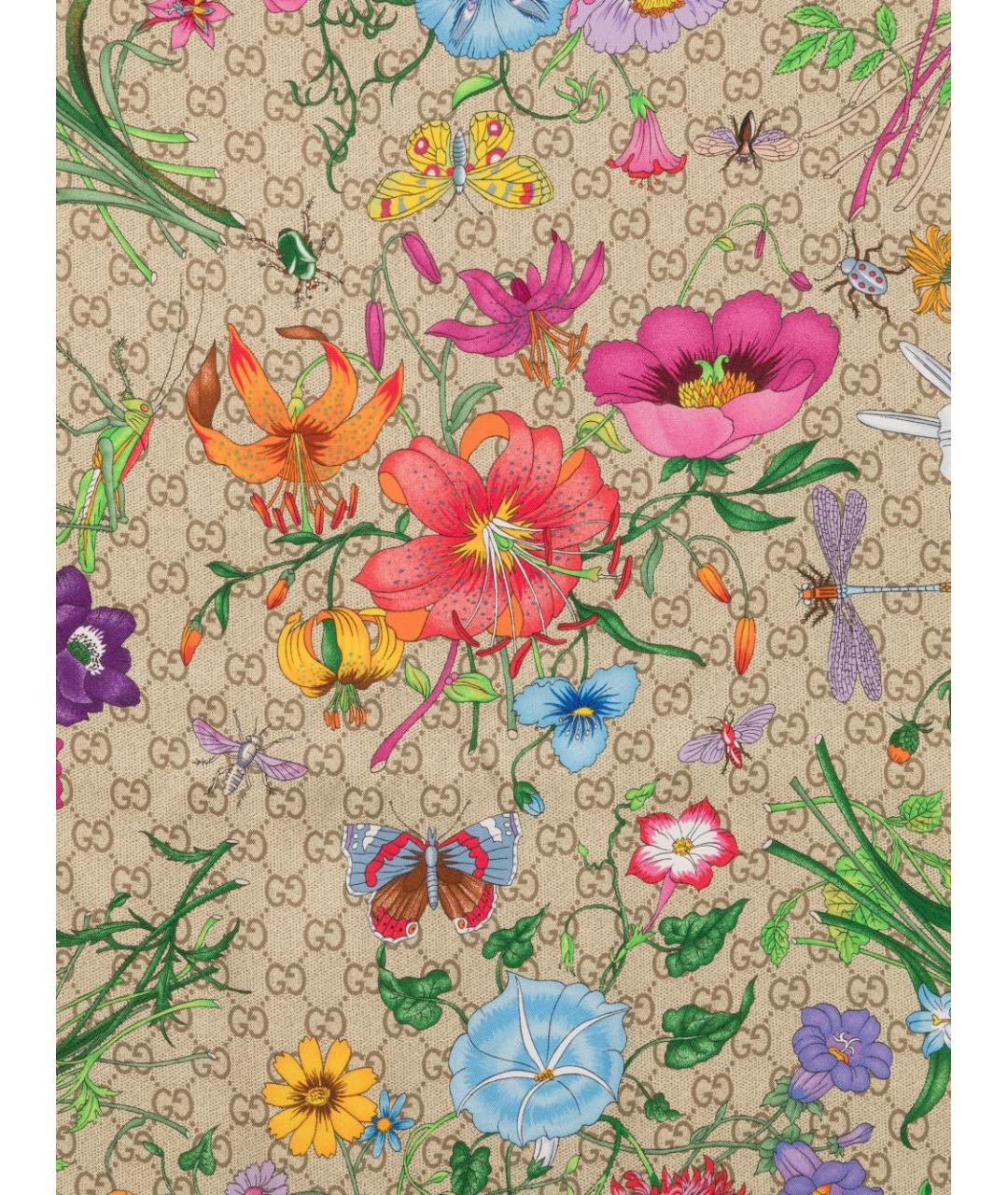 GUCCI Бежевый шелковый платок, фото 3