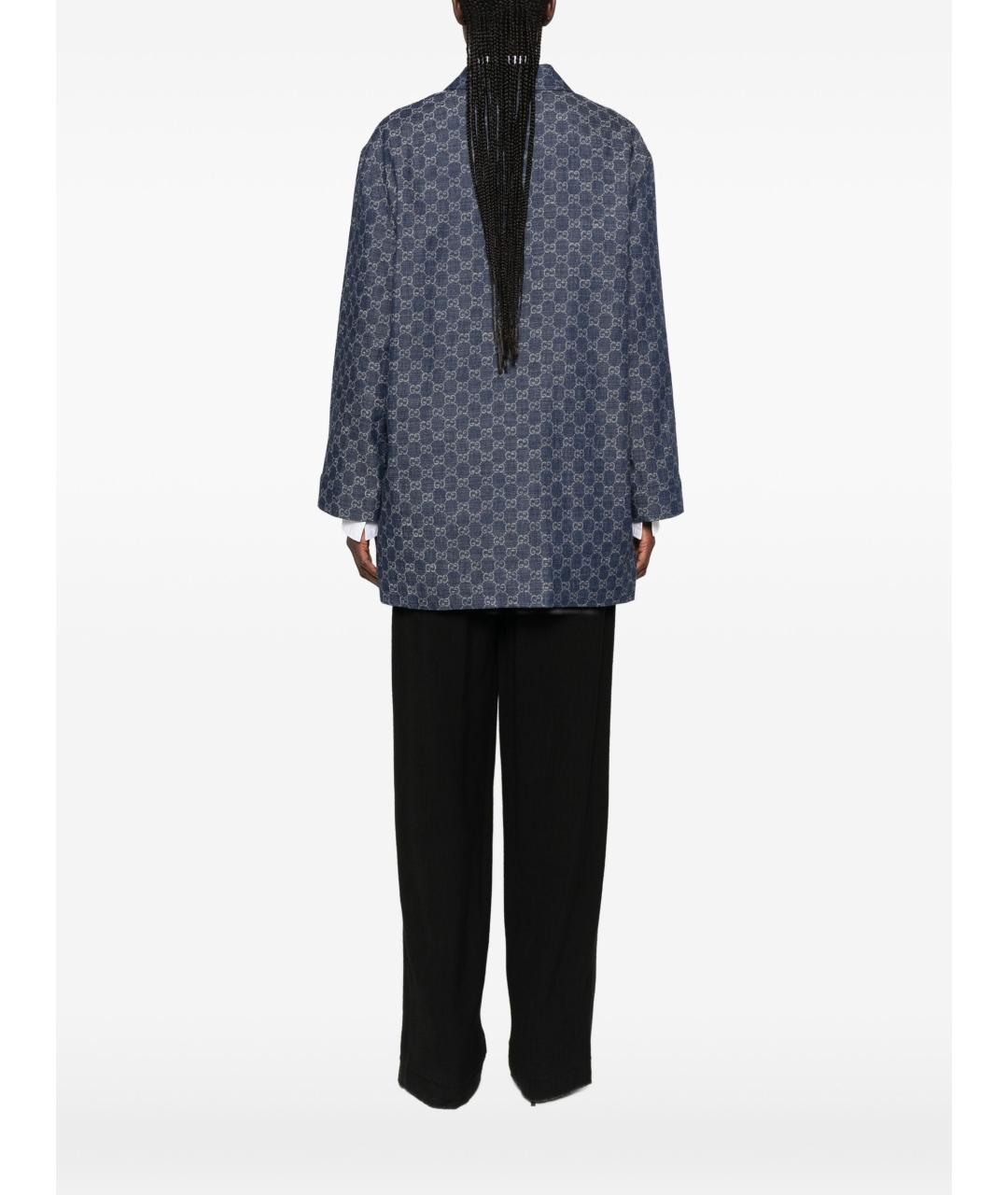 GUCCI Синее хлопковое пальто, фото 3