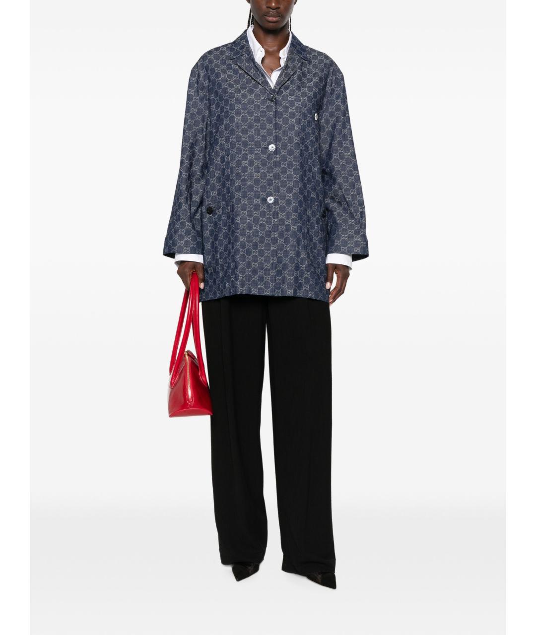 GUCCI Синее хлопковое пальто, фото 4