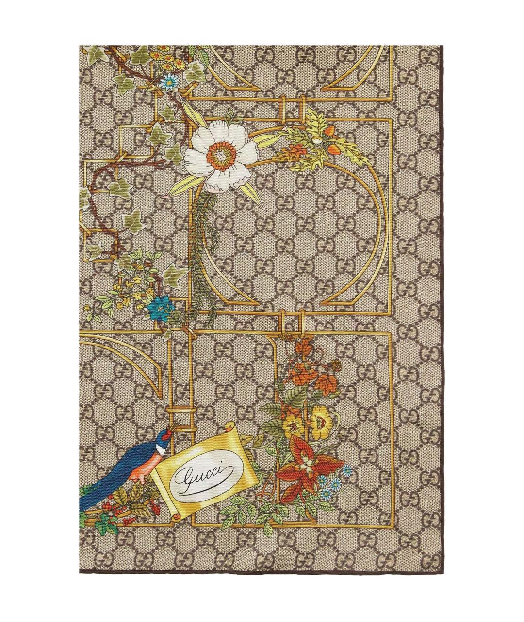 GUCCI Бежевый шелковый платок, фото 2
