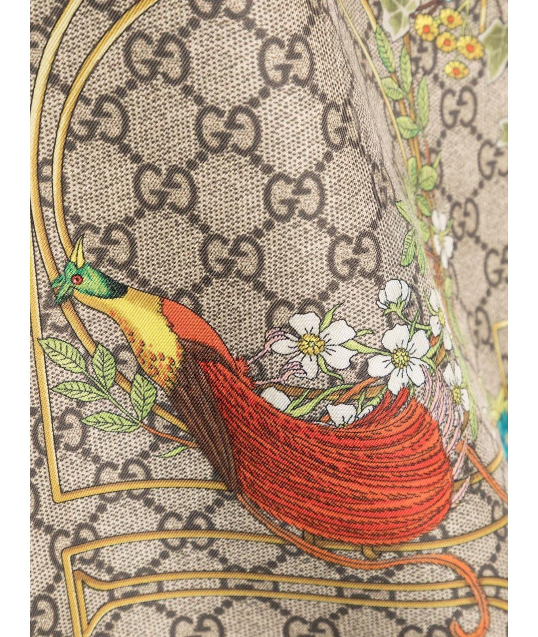 GUCCI Бежевый шелковый платок, фото 4