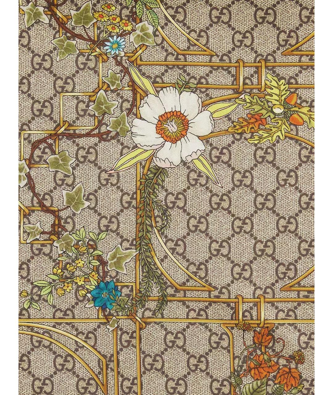 GUCCI Бежевый шелковый платок, фото 3