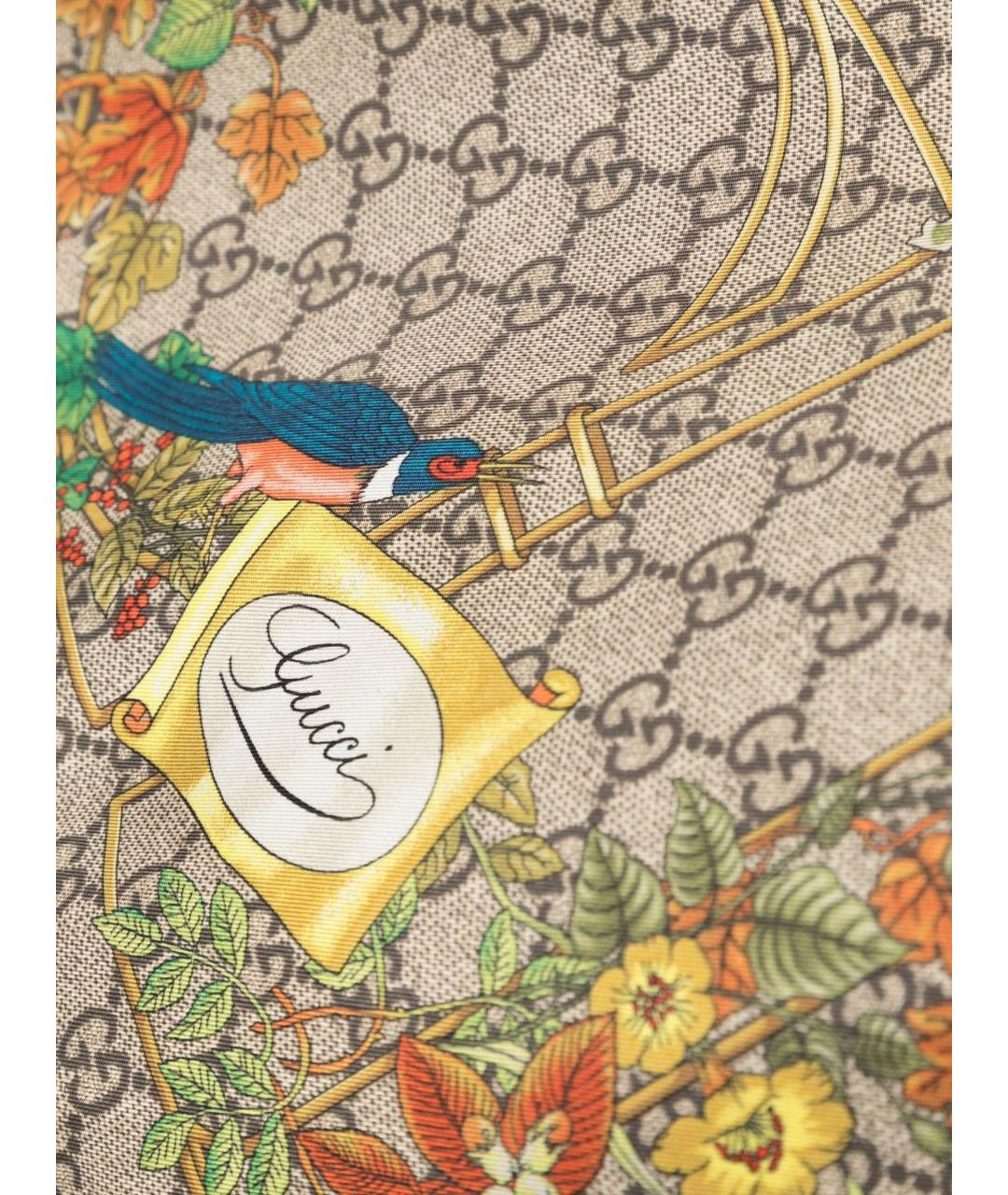 GUCCI Бежевый шелковый платок, фото 5